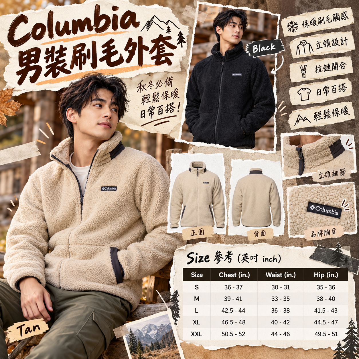 【預購】Columbia N100228 男裝抓絨拉鏈外套