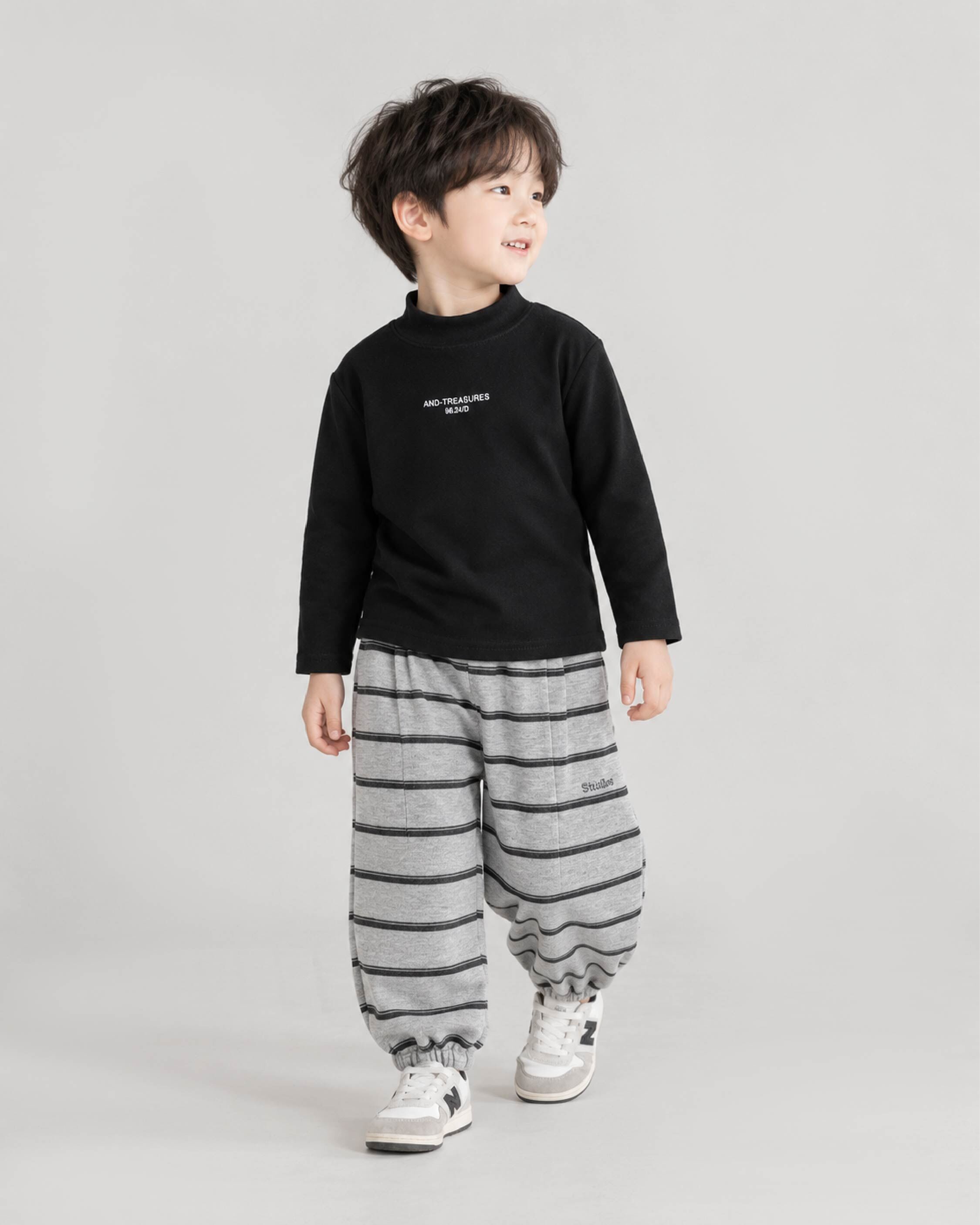 率性簡約條紋束口褲 (H65184)