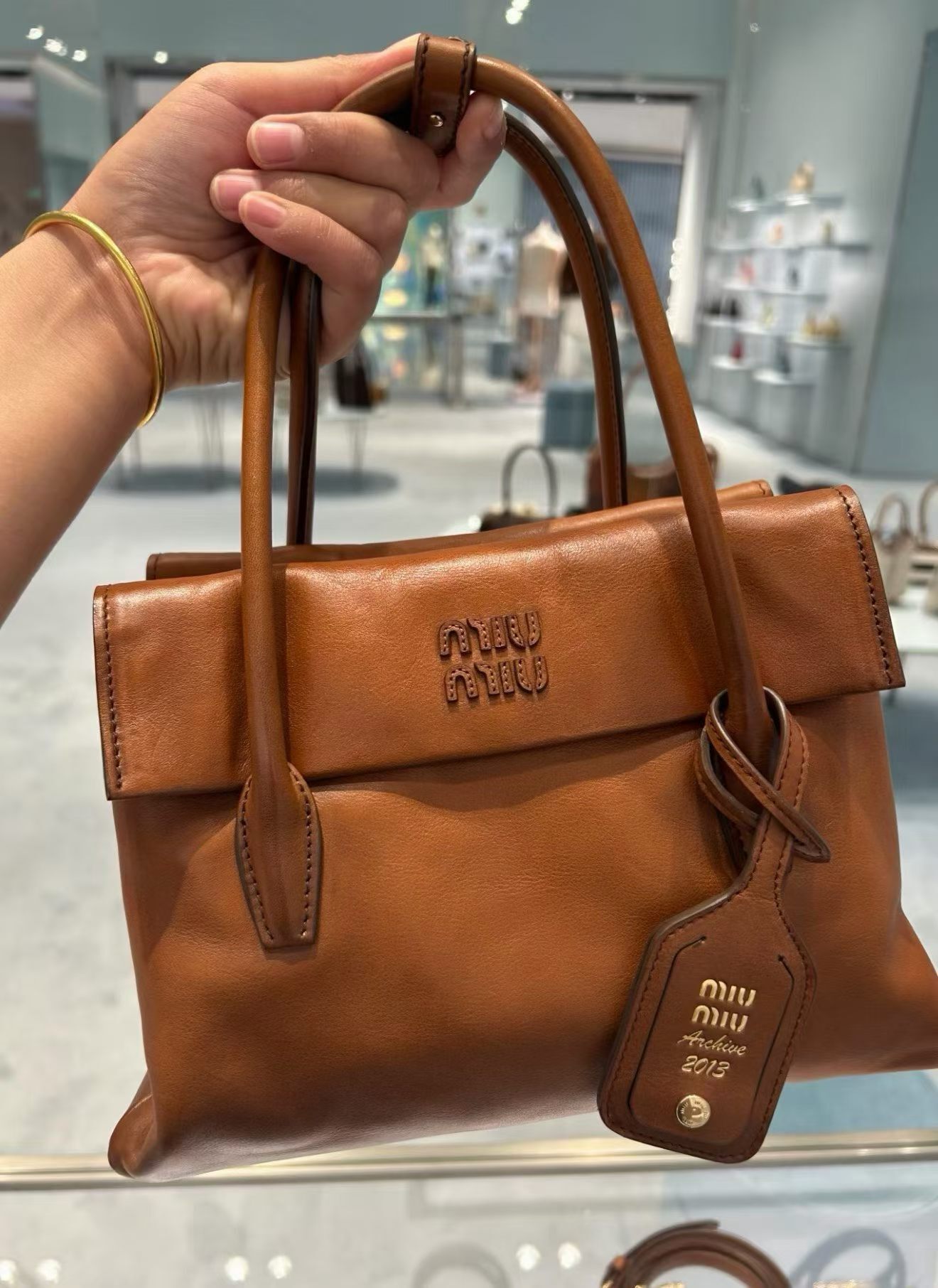 Miu Miu Solitaire Nappa Leather Briefcase Handbag Wood 木色羊皮公文袋手袋