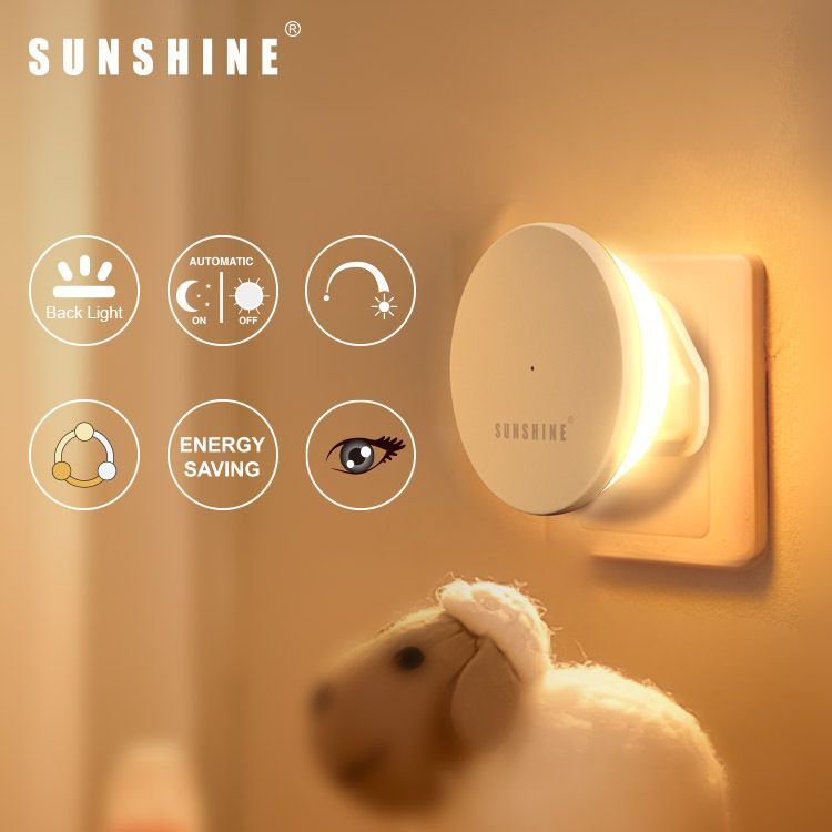 LED Round Backlit Night Light with Light Sensor, 3-Color Temperature (3000K/4000K/6500K), Stepless Dimming