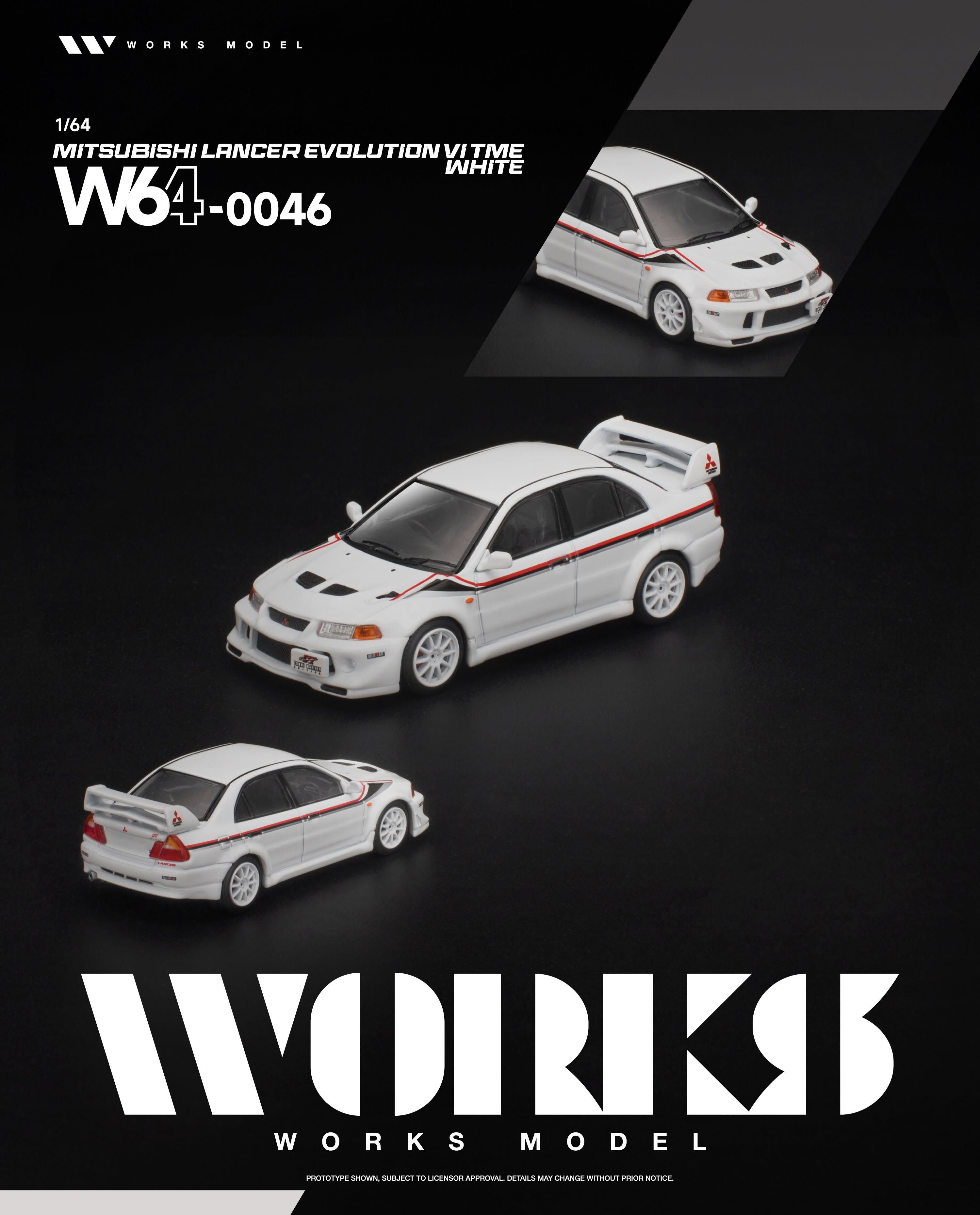 預訂:1/64 Works Model MITSUBISHI LANCER EVOLUTION VI TOMMI MAKINEN WHITE (W640046 )