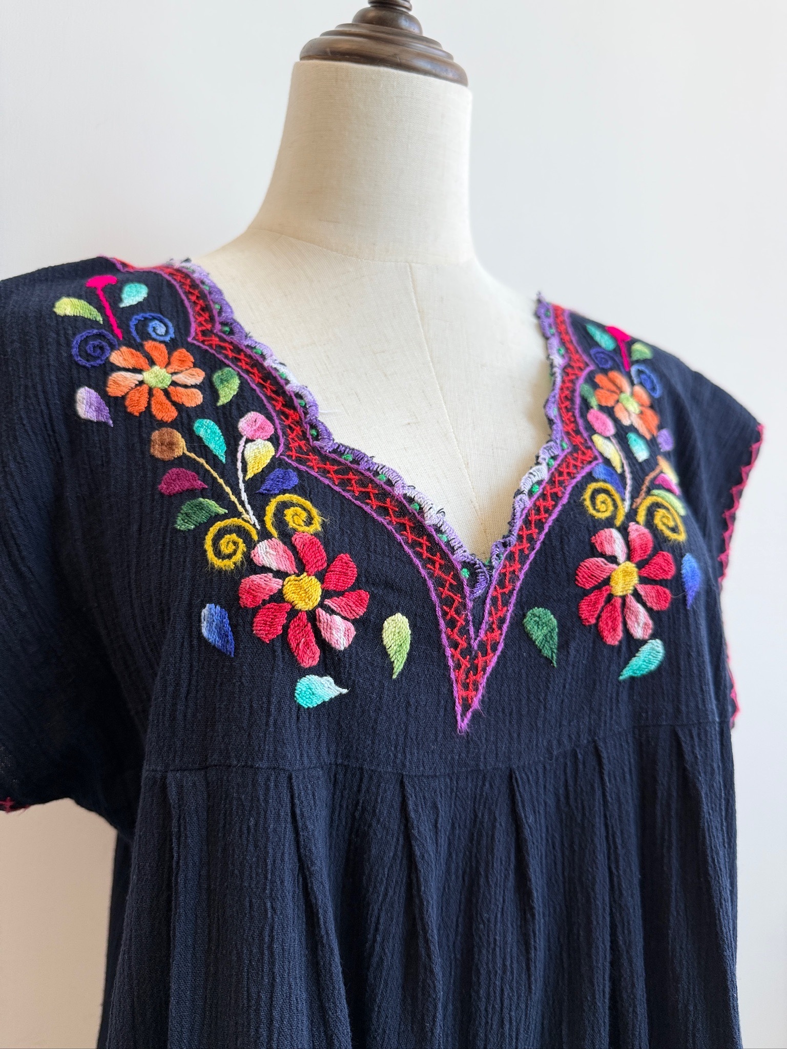 夜花園墨西哥刺繡連身裙