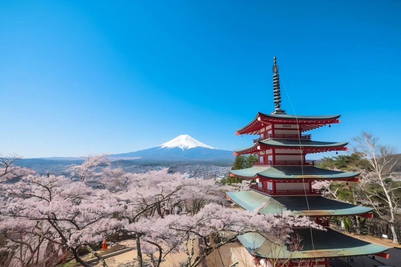 新倉山淺間公園五重塔與富士山