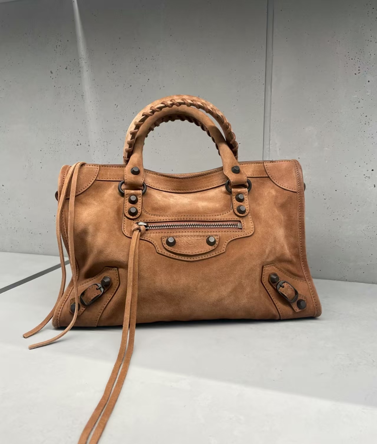 Balenciaga Le City Small Suede Handbag Caramel 小號麂皮機車袋