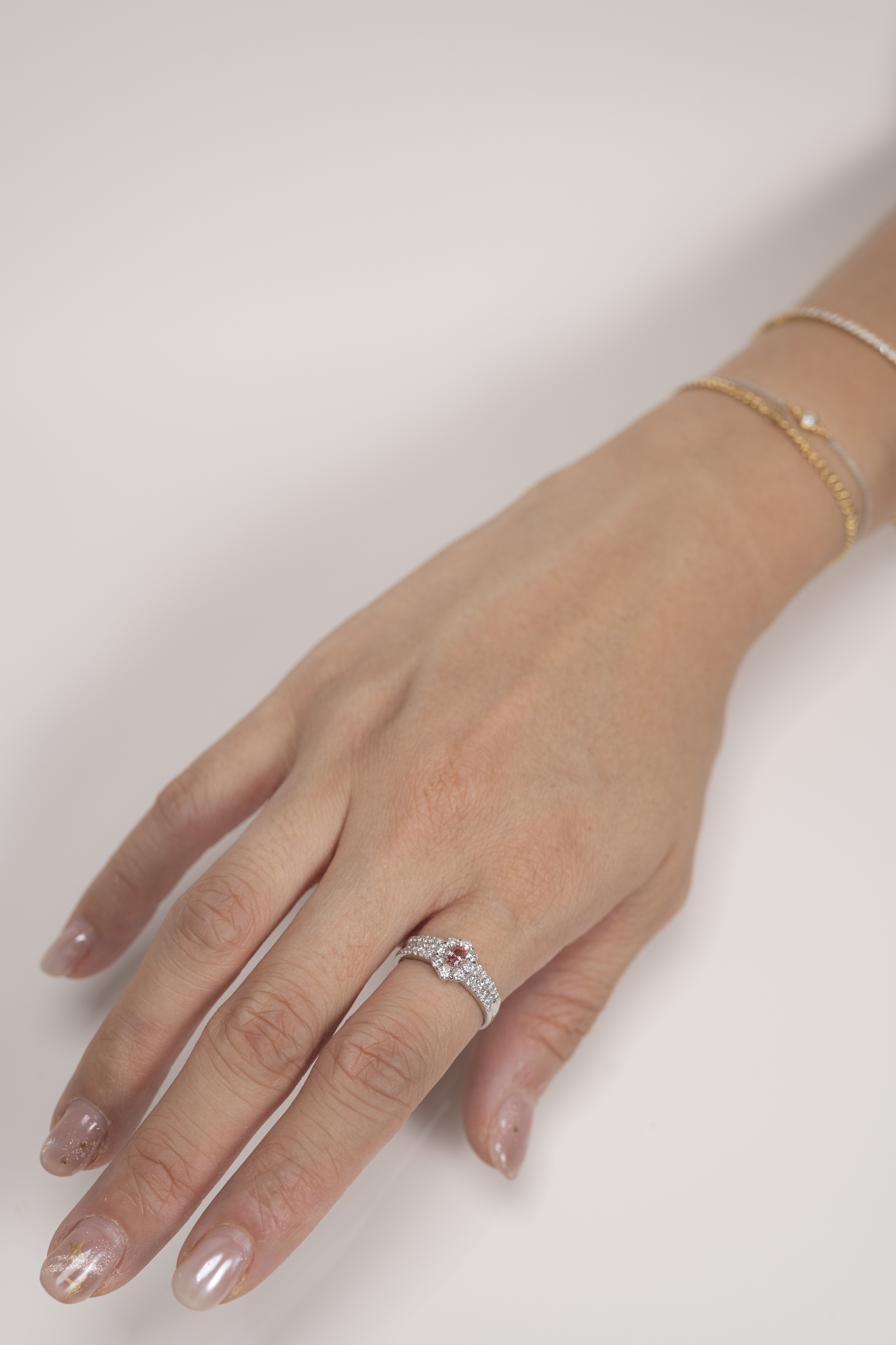 PT900 Padparadscha Diamond Ring ( With Cert)