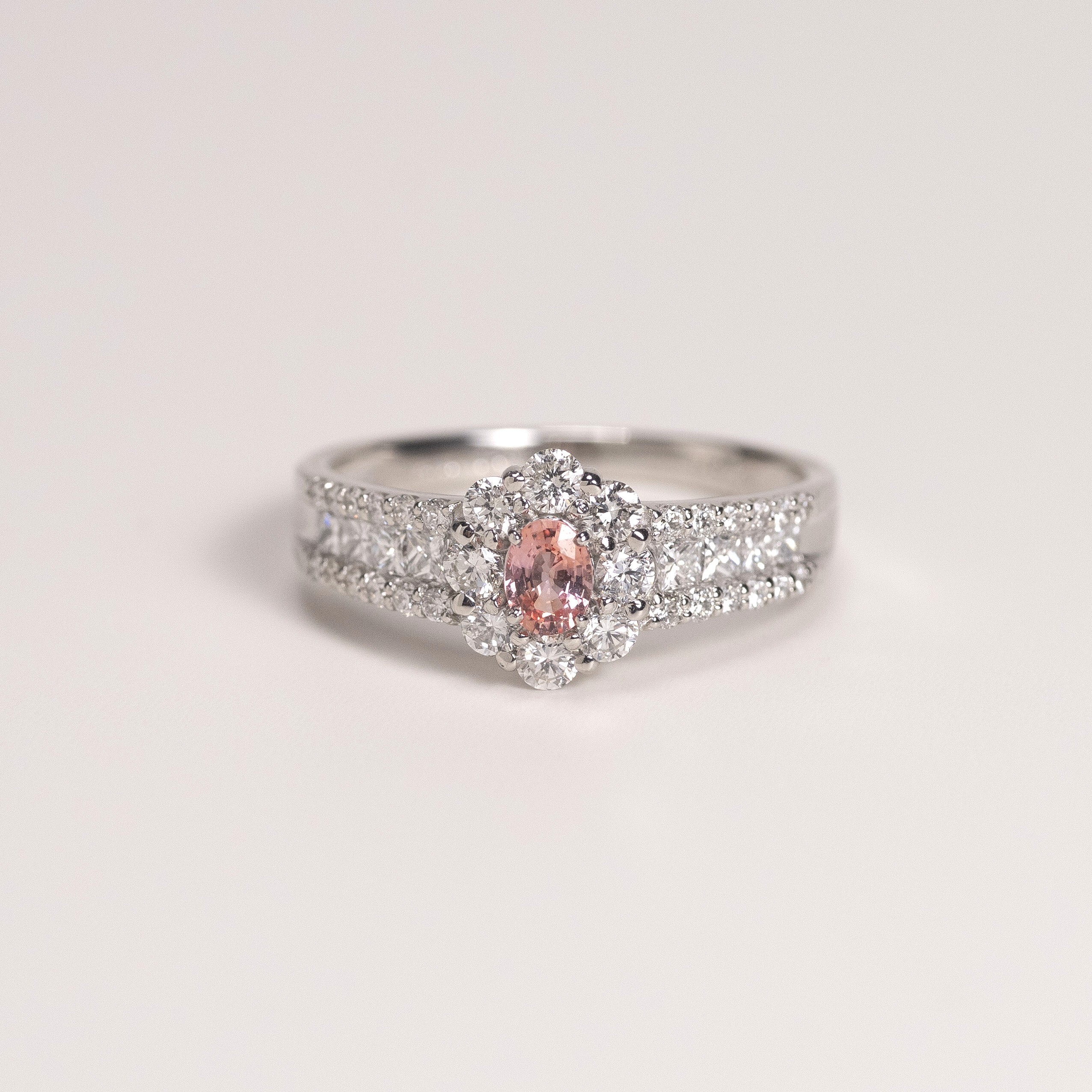 PT900 Padparadscha Diamond Ring ( With Cert)