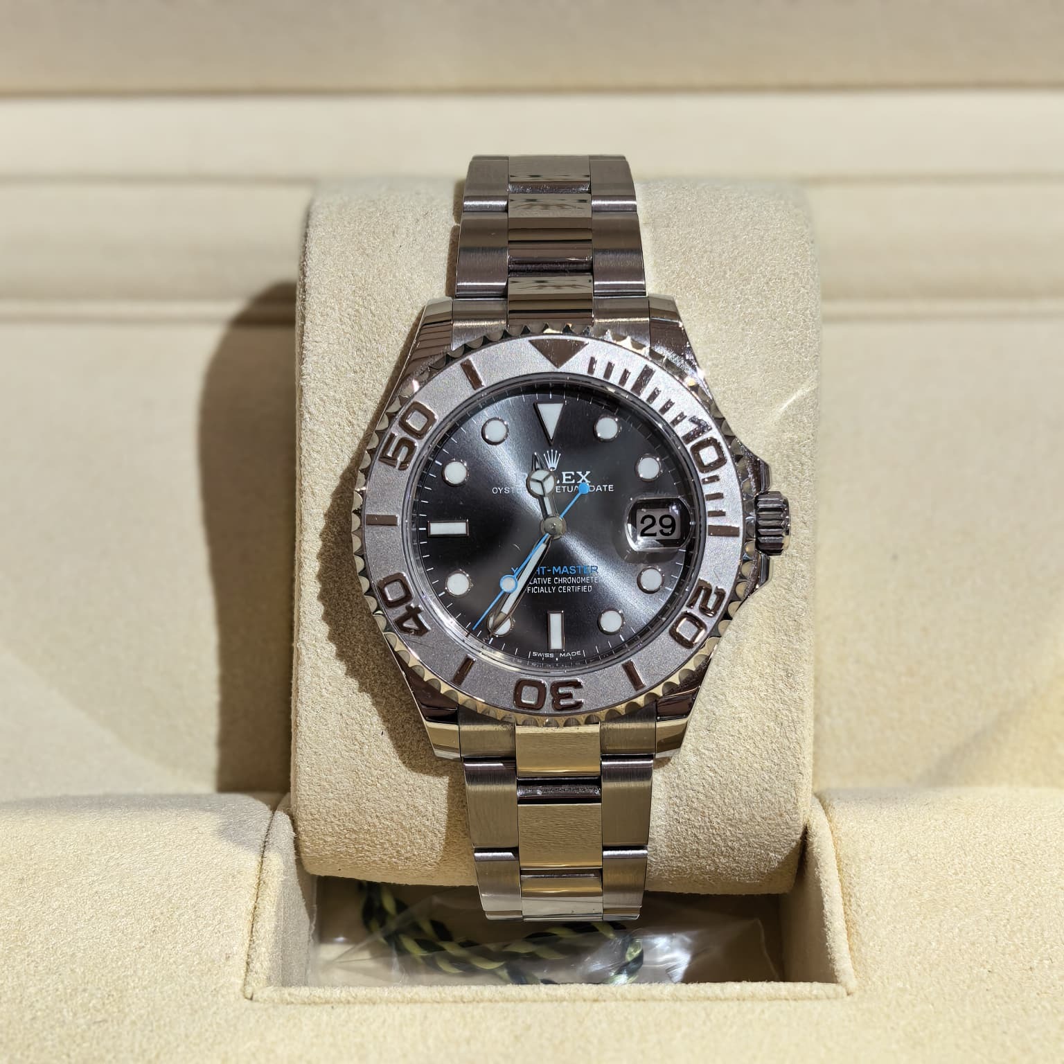 99%NEW二手ROLEX 268622 WACHT MASTER 37MM  灰黑色錶面&藍色秒針 #勞力士遊艇名仕手錶 #香榭站正品