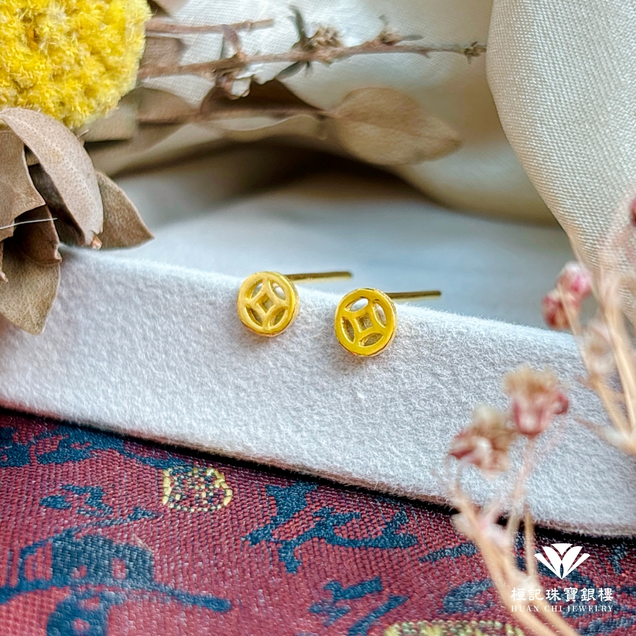 24K Gold - Fortune Coin Gold Earrings