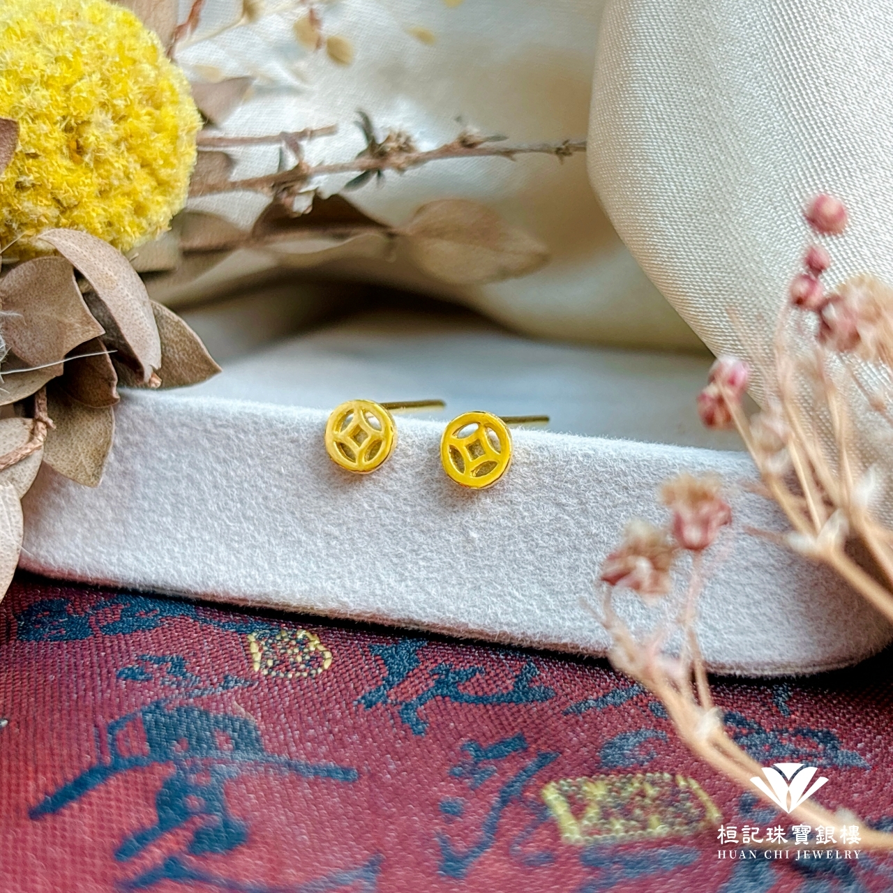 24K Gold - Fortune Coin Gold Earrings
