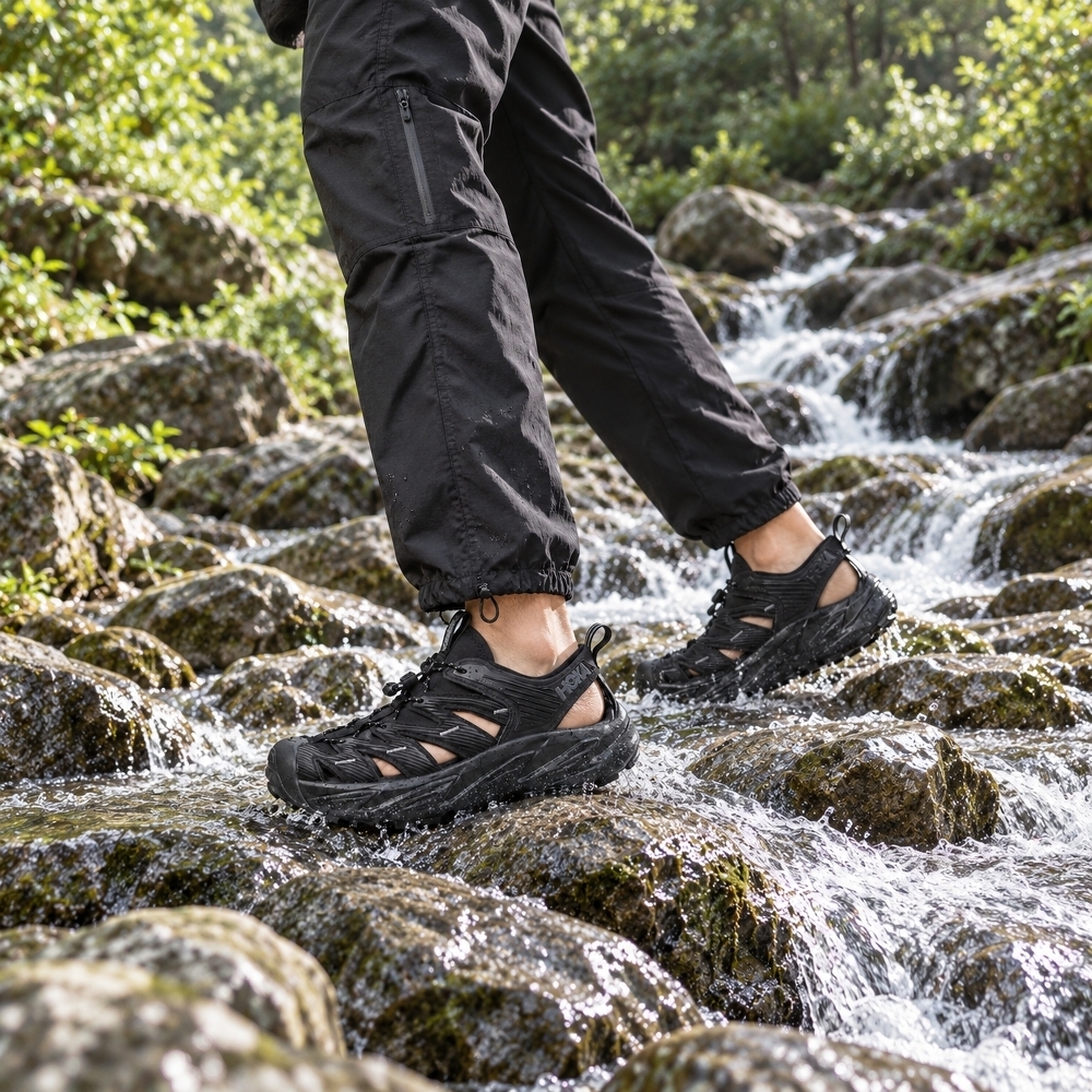 HOKA ONE ONE Hopara系列 霍帕拉 舒適休閒潮流 戶外 涉水 護趾涼鞋 溯溪鞋 男女同款 黑色