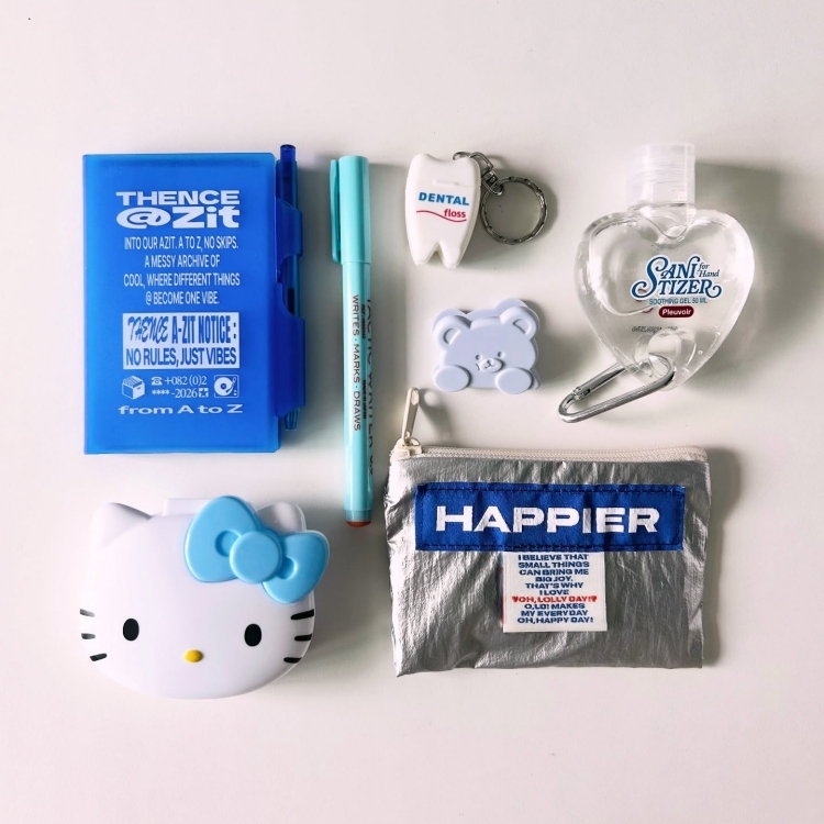 韓國 HAPPIER 彩色拉鏈收納袋 銀色-S