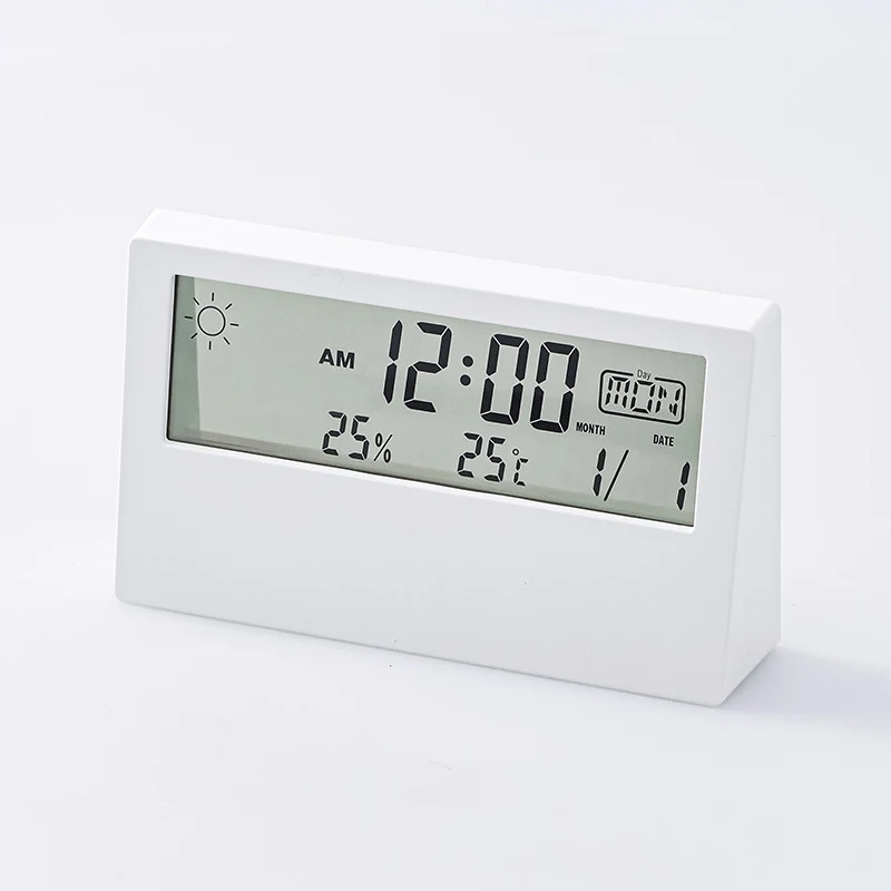 SP 電池式溫濕度計時鐘/白