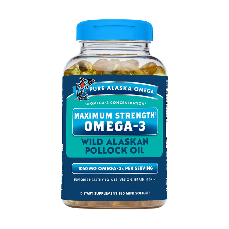 (新包裝)美國Pure Alaska Omega野生純正阿拉斯加狹鱈魚EPA + DHA 500毫克 , 180粒迷你膠囊