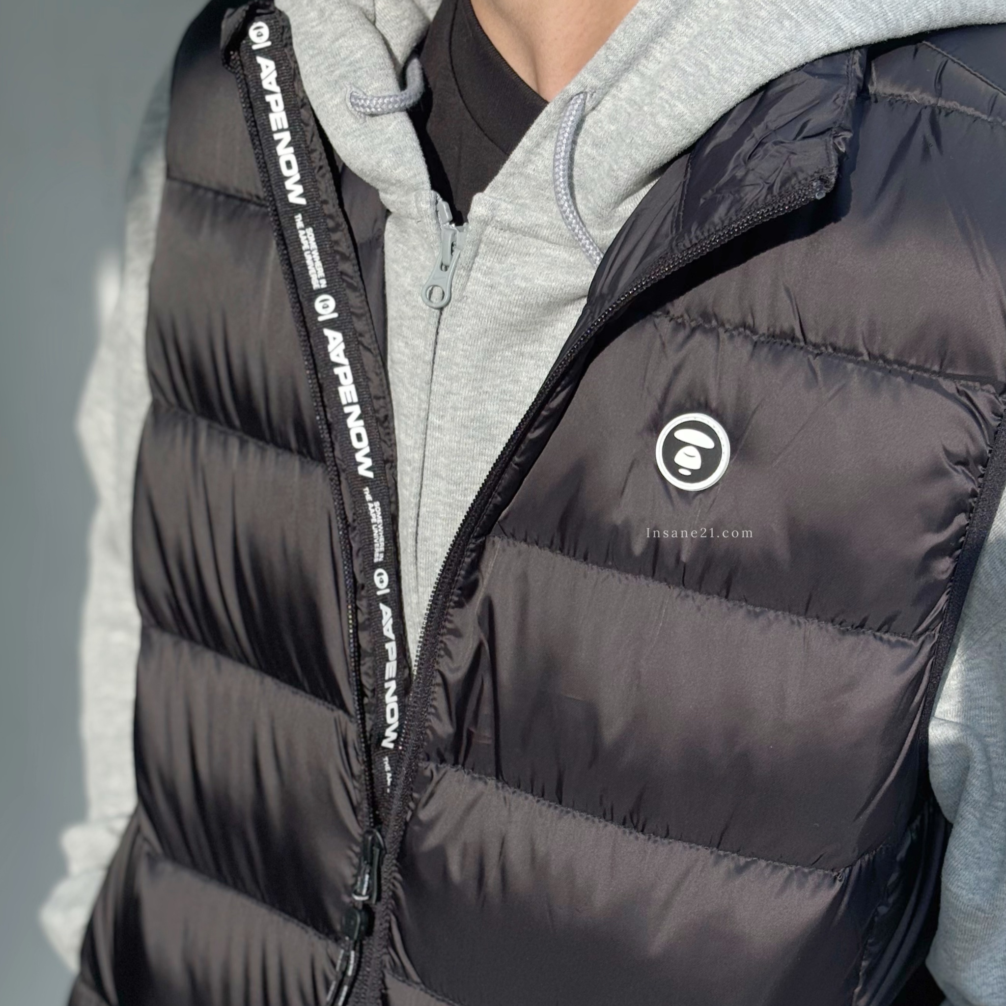 AAPE BY A BATHING APE 黑色 羽絨背心 基本LOGO 秋冬服飾