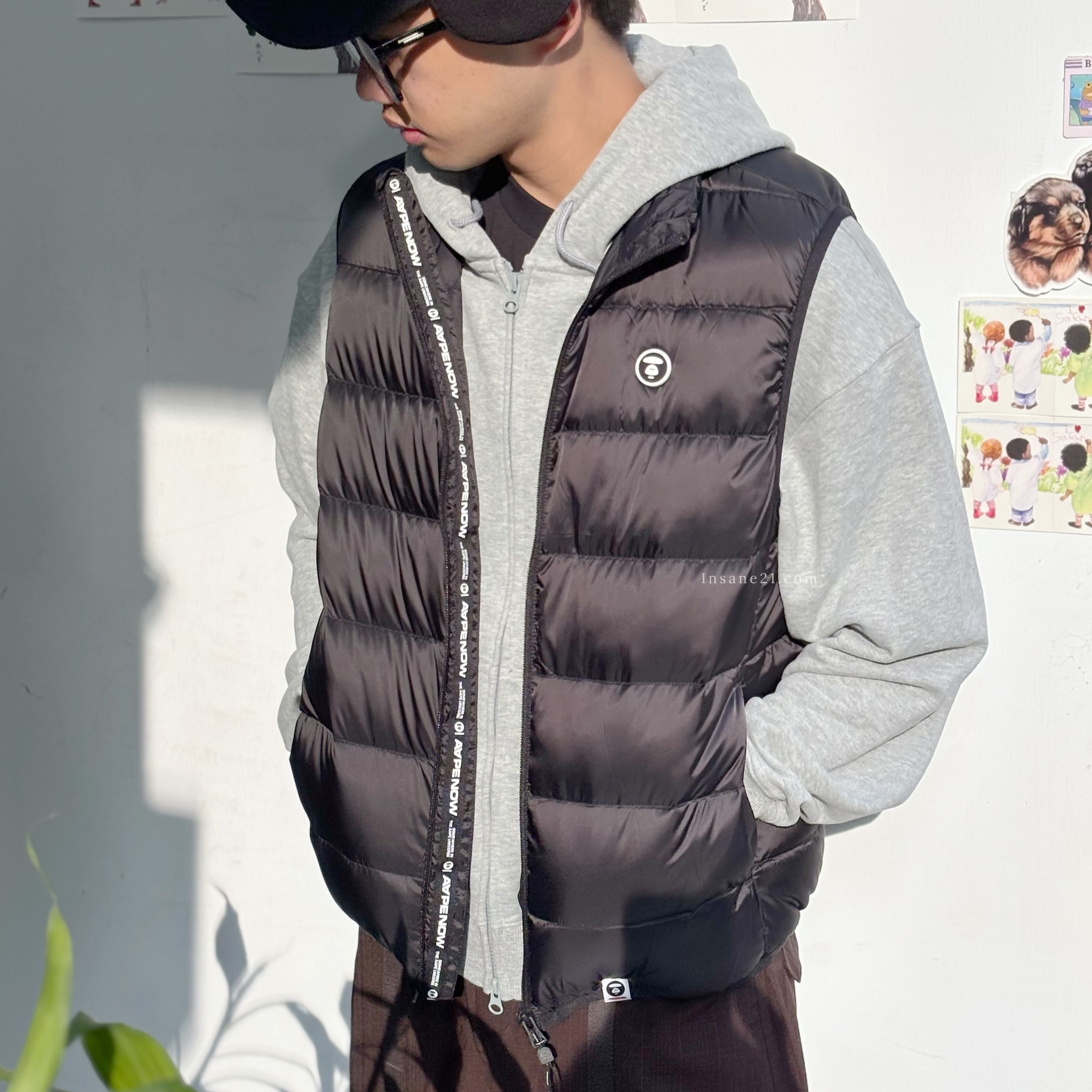 AAPE BY A BATHING APE 黑色 羽絨背心 基本LOGO 秋冬服飾