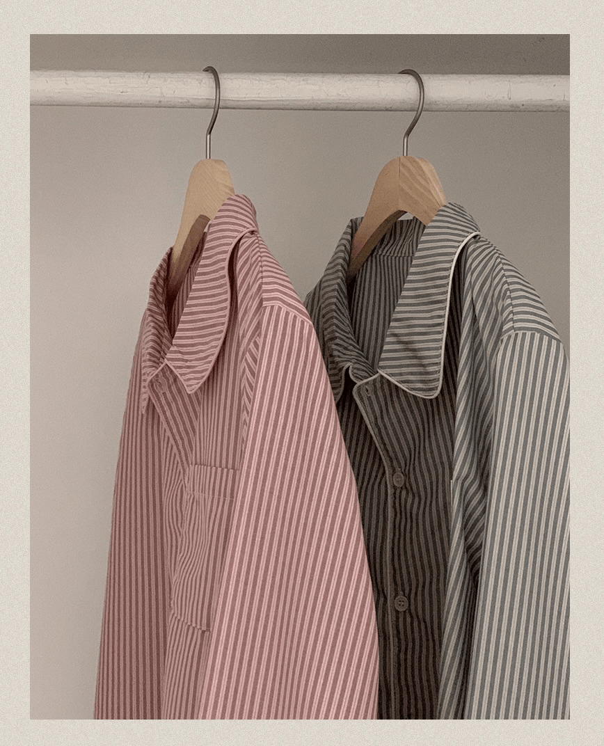 [9,000件熱銷] Juuneedu｜[長袖睡衣] Greek Stripe Pajama [2 colors]