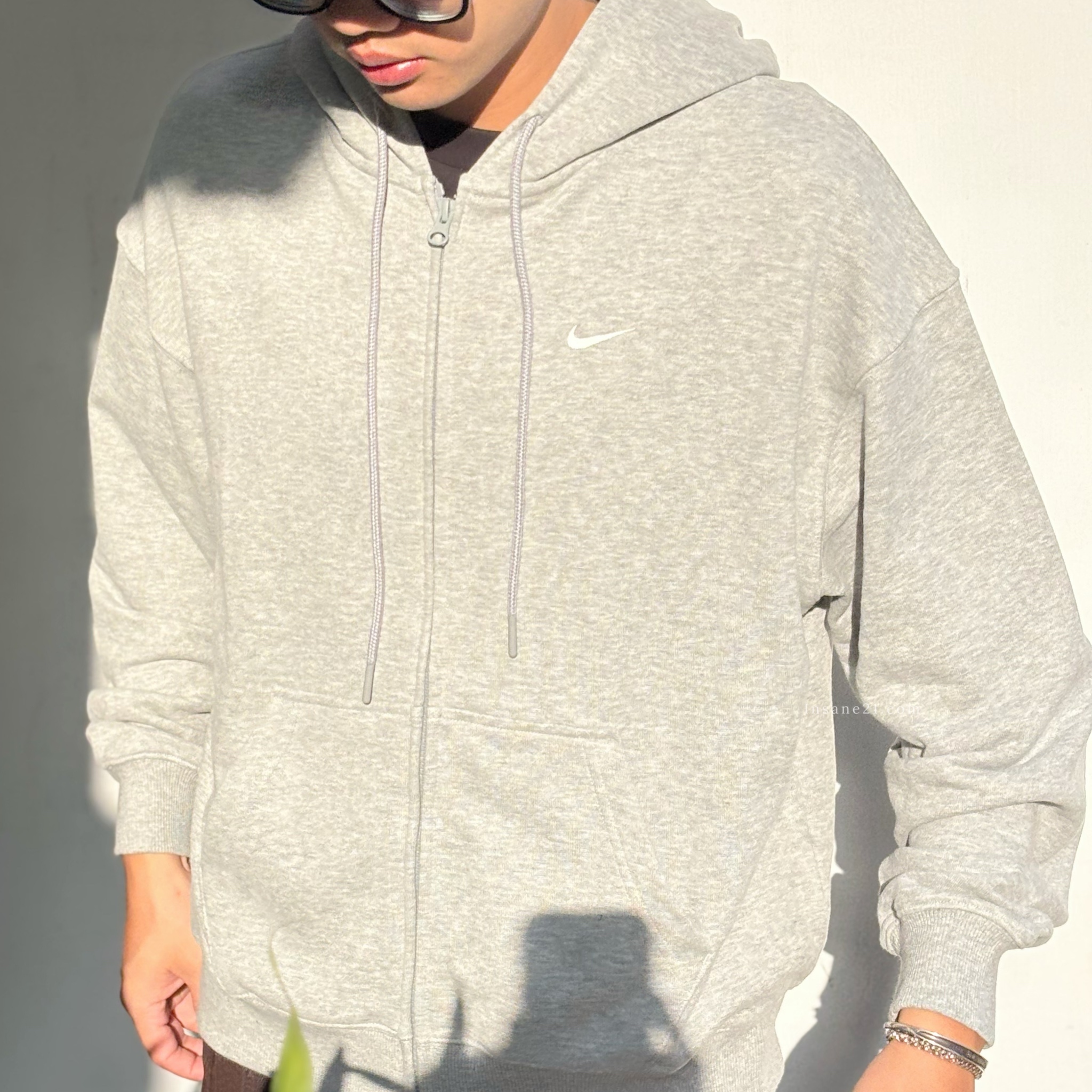 NIKE STUDIO FLEECE 灰色 休閒連帽外套 薄款 KARINA同款 女款 IM8109-063