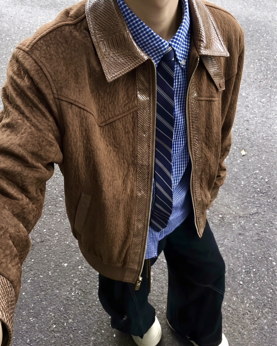 Dickies 仿蛇紋 皮革 拼接 翻領 外套 三色