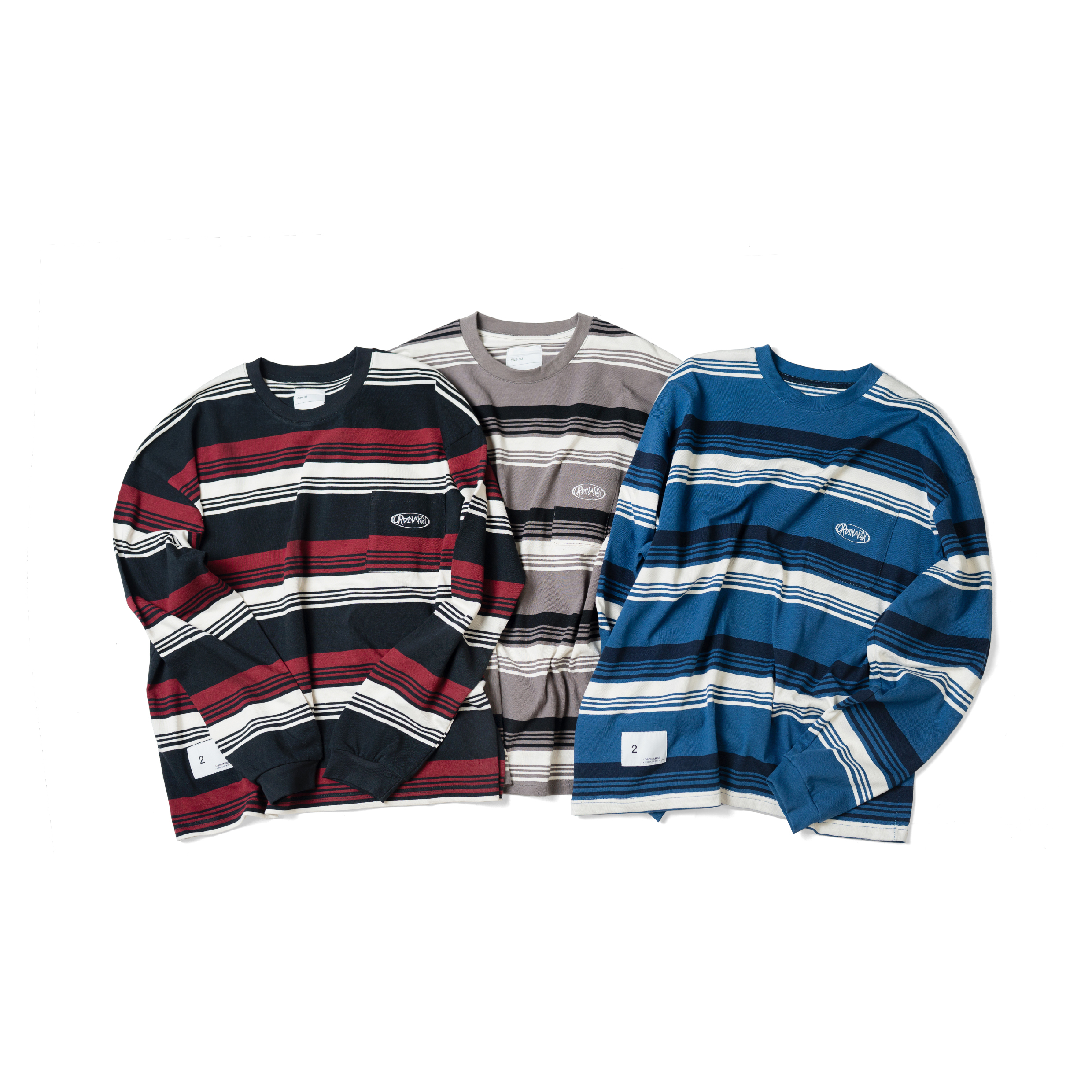 ORDINARY Retro Stripe Pocket LS Tee 口袋Logo橫條長袖Tee