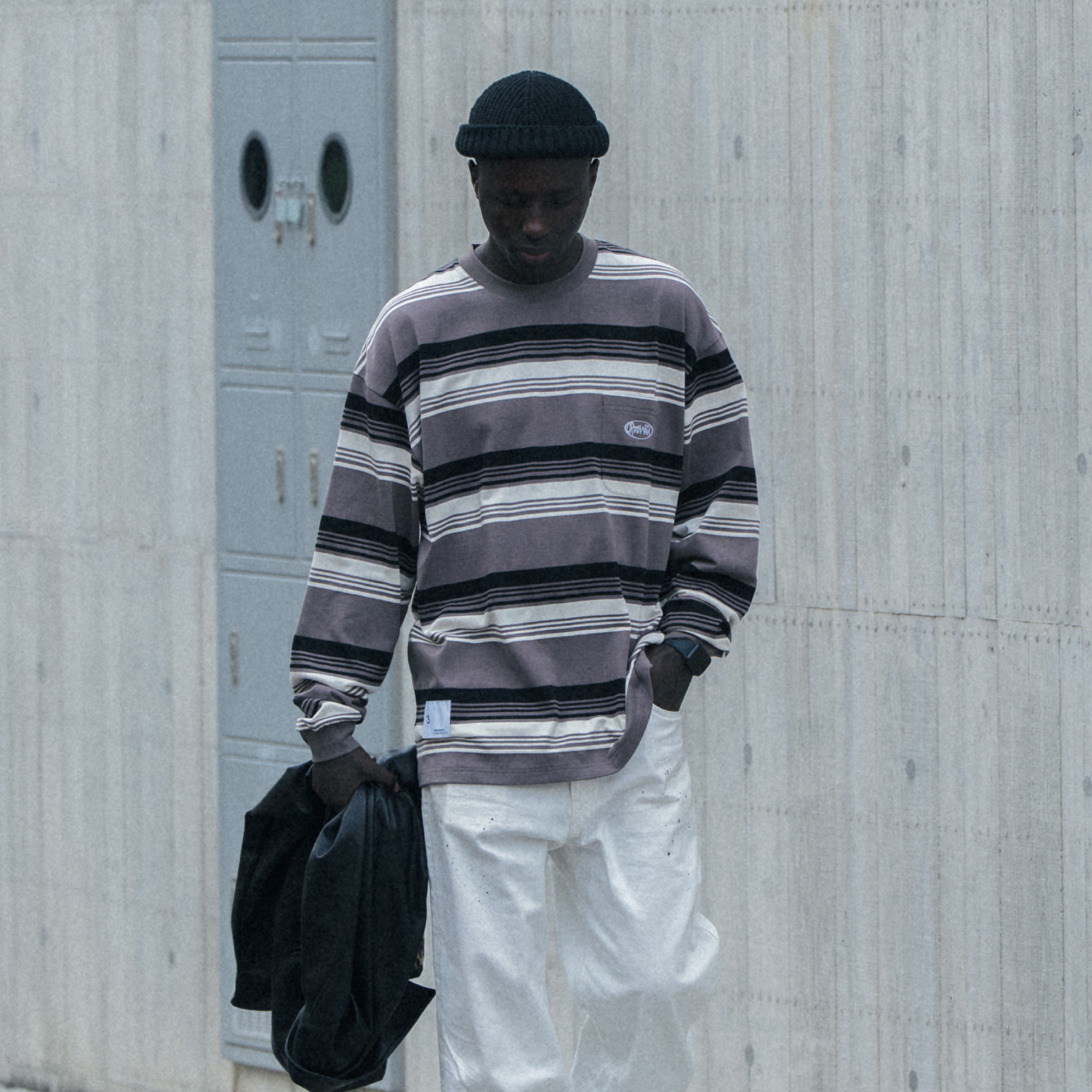 ORDINARY Retro Stripe Pocket LS Tee 口袋Logo橫條長袖Tee