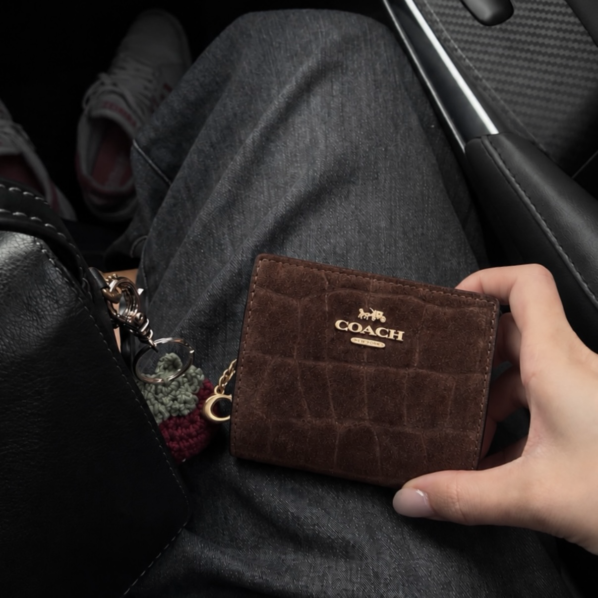 (預購）國外折扣 COACH Snap Wallet  麂皮 鱷魚壓紋 錢包 短夾 皮革 老花