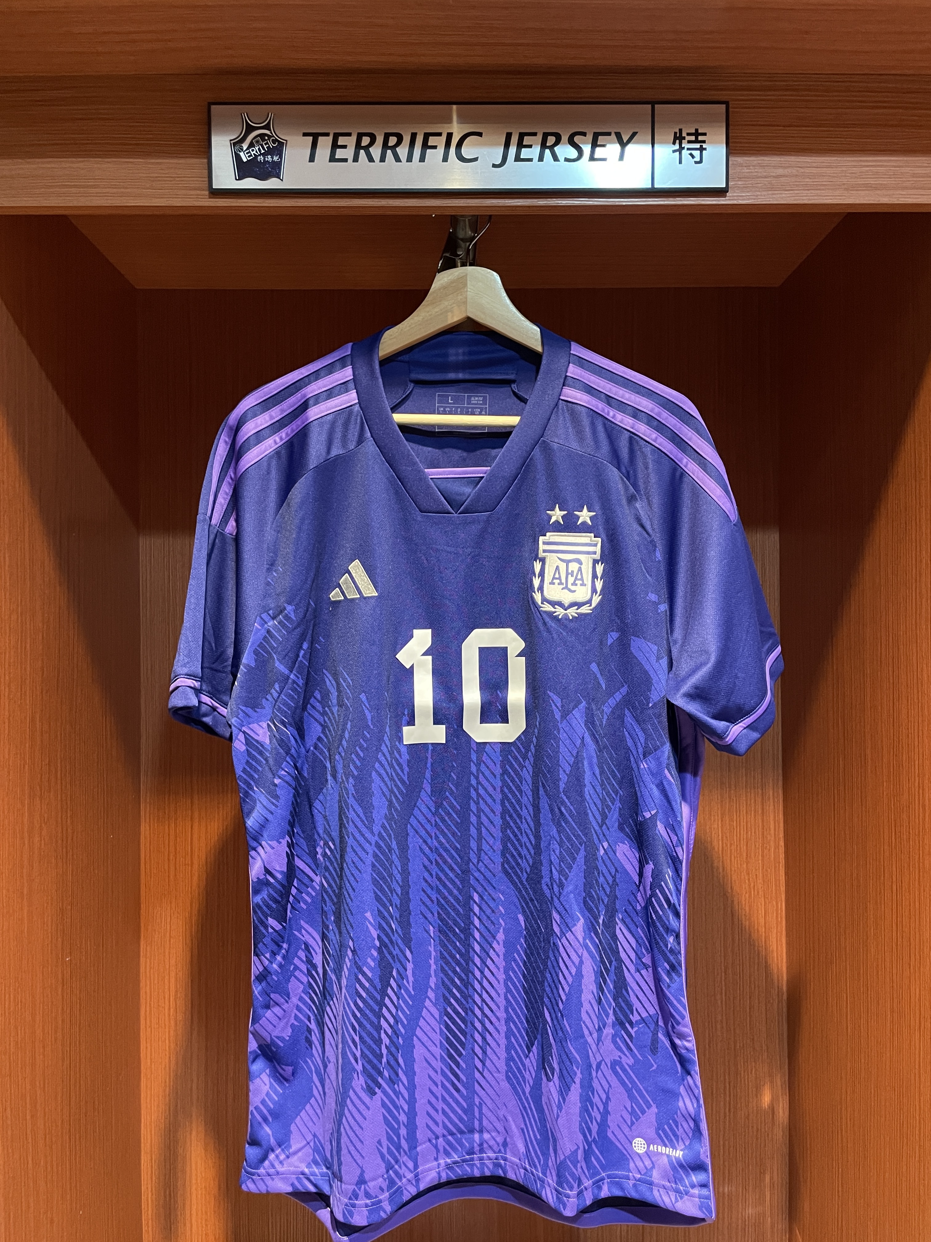 FIFA足球 Lionel Messi 阿根廷紫 客場 Away Adidas Replica Jersey 球迷版 燙印 全新