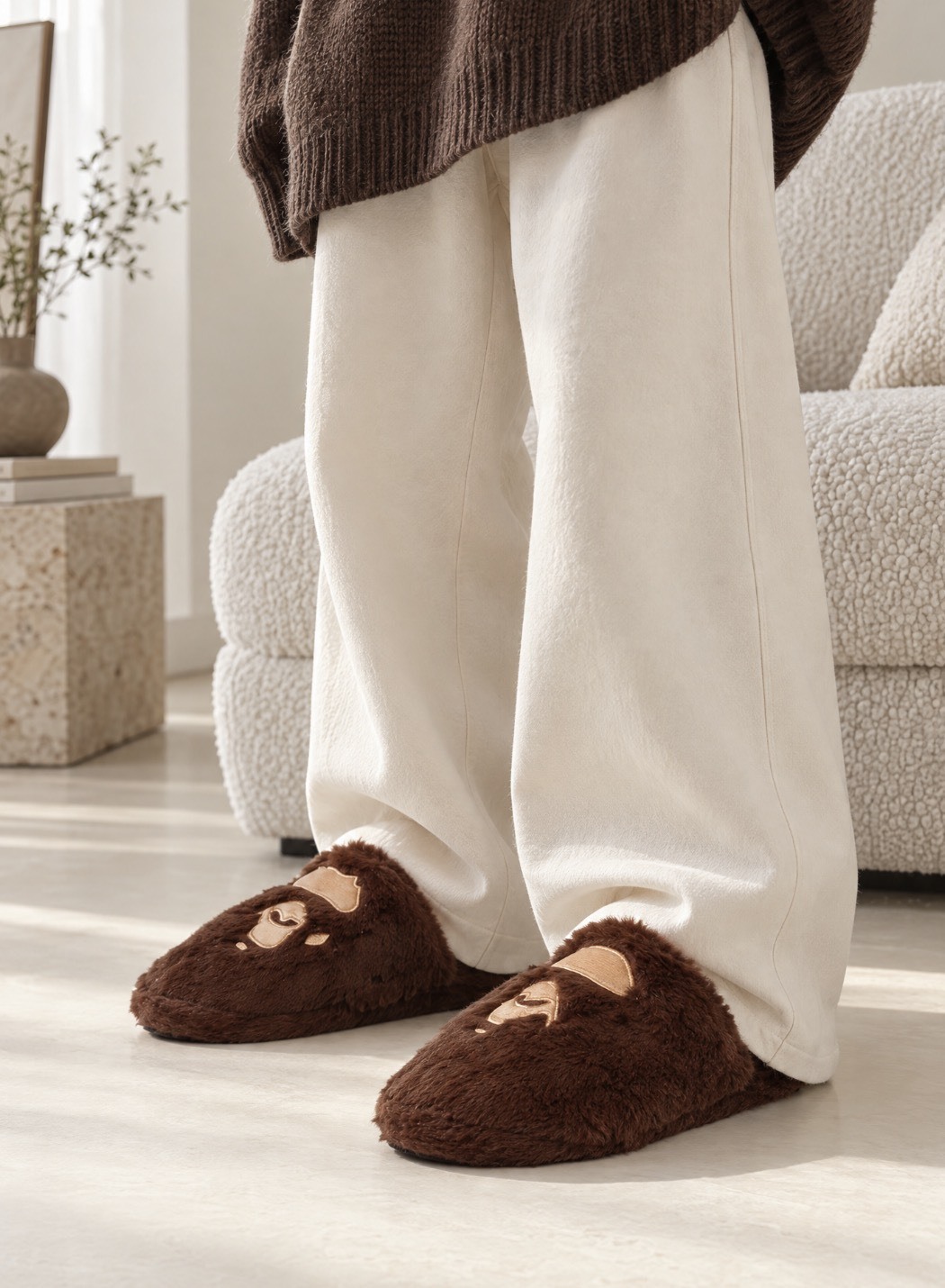 【APAIR】預購 BAPE HEAD SLIPPERS  絨毛 猿人 室內拖鞋 1M70-192-008