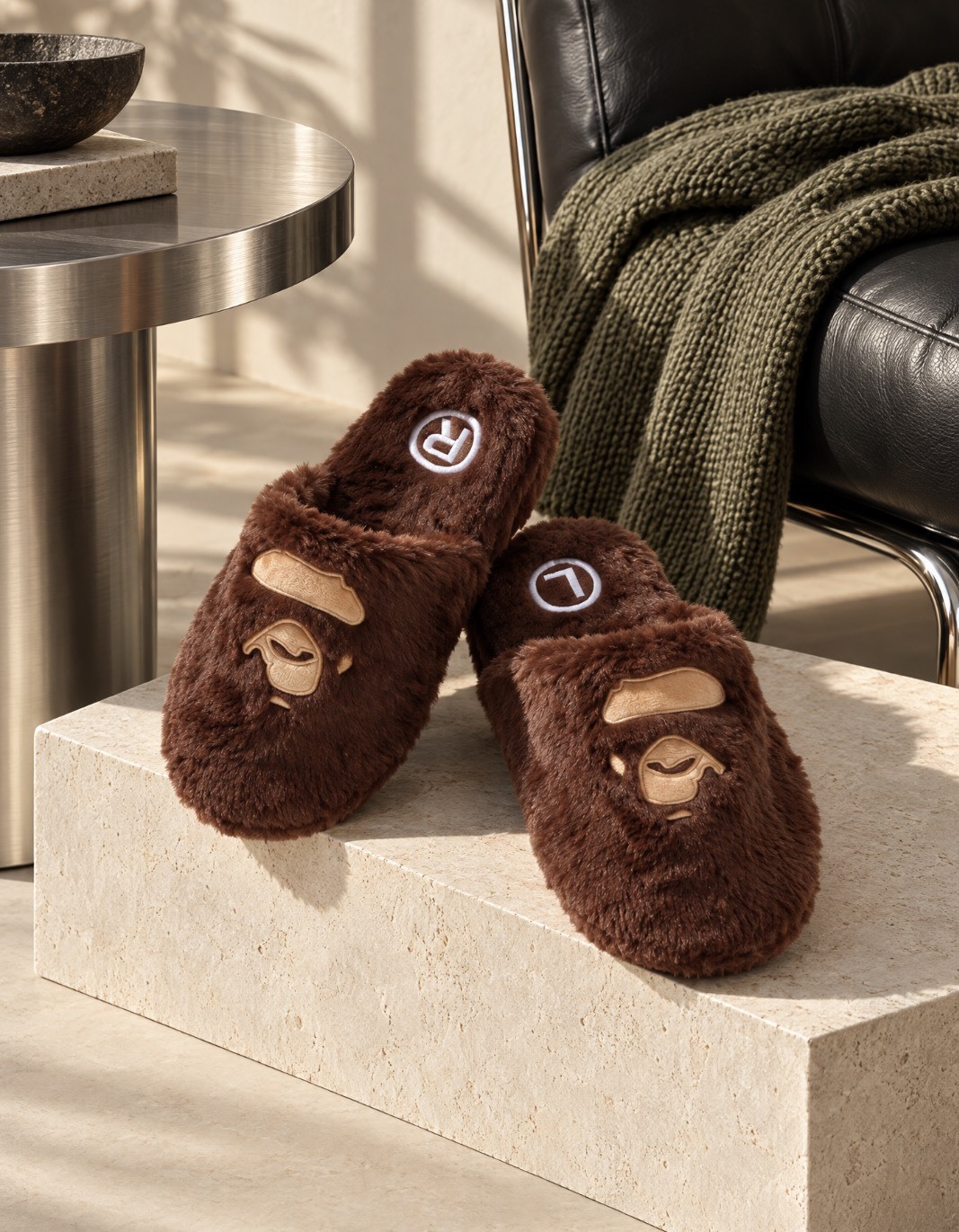 【APAIR】預購 BAPE HEAD SLIPPERS  絨毛 猿人 室內拖鞋 1M70-192-008