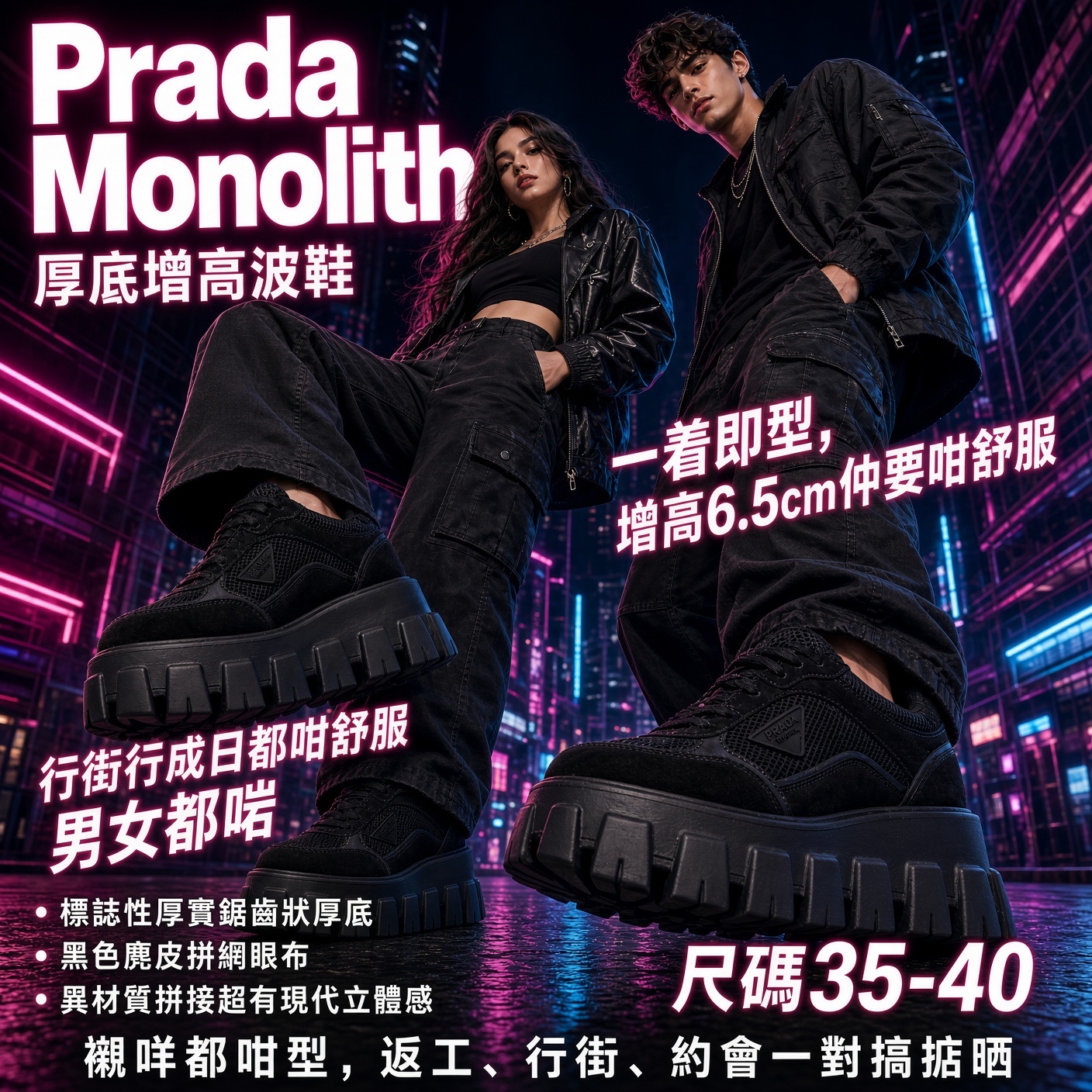 Prada Monolith 厚底增高波鞋