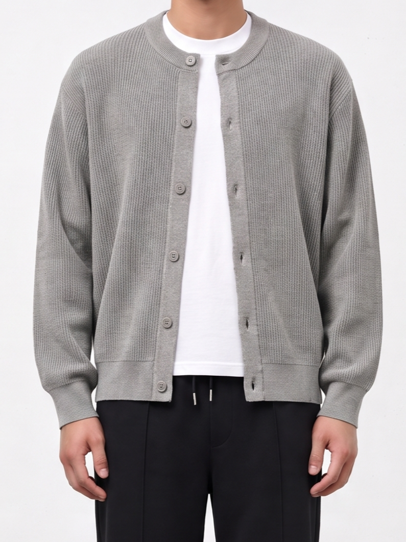 [1atm] Soft Touch Crewneck Cardigan project-070 design™ by 1atm