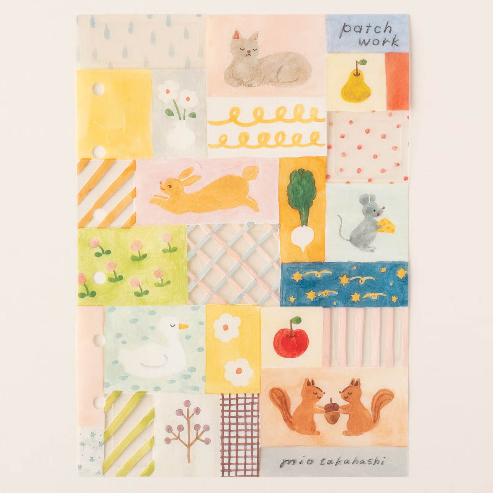 M6 六孔貼紙內頁｜たかはしみお「patchwork 」/ 手紙社 JAPAN