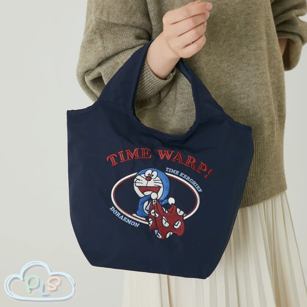 Embroidered Bag Time Cloth Doraemon Kawabe Navy Blue #41020-1