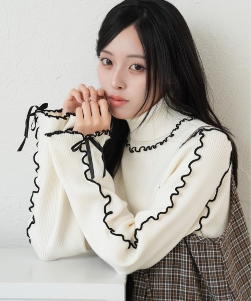 【 10/6收單 】日本 Kutir 緞帶美樂高領針織衫
