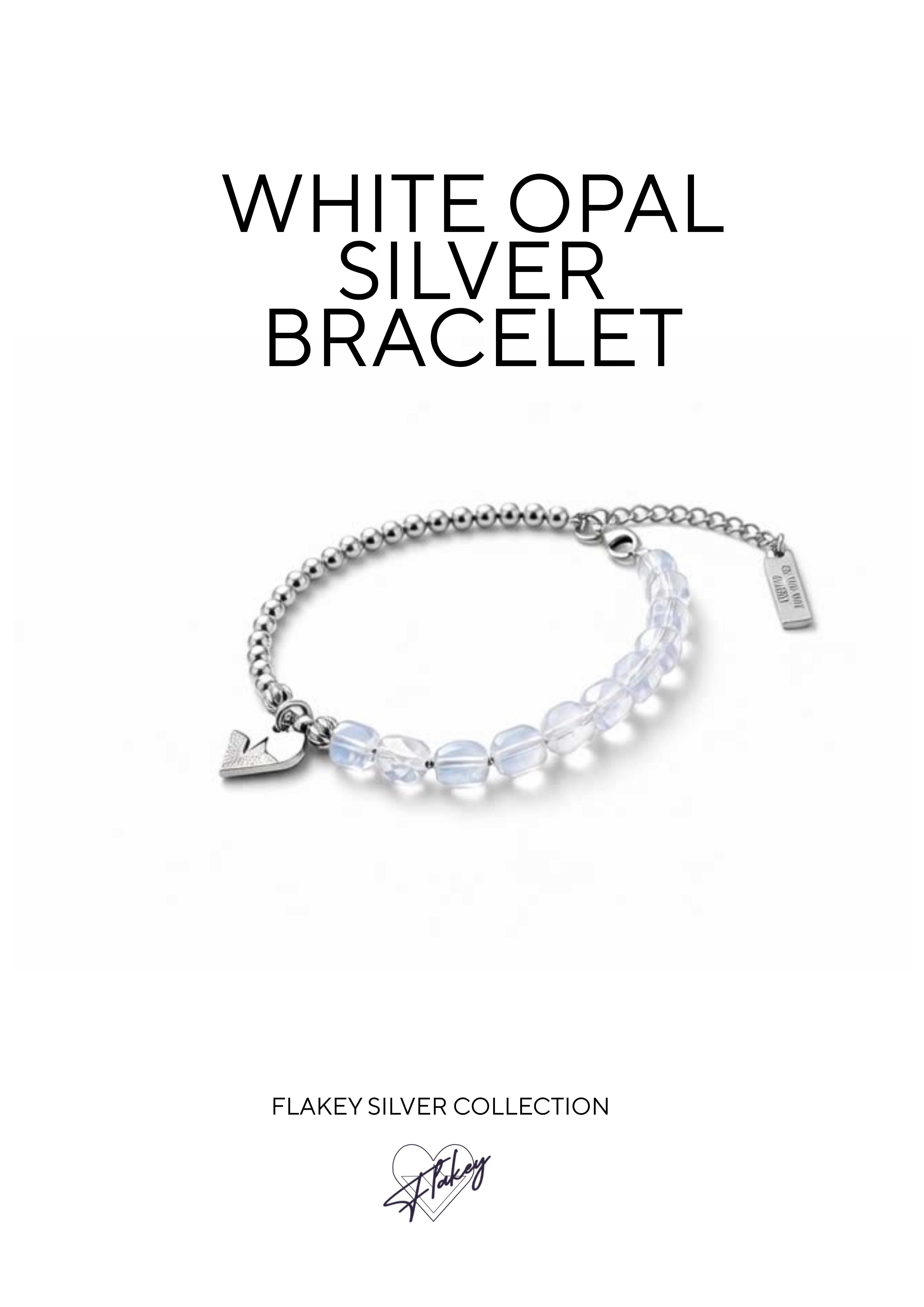 FLAKEY 925 White Opal Silver Bracelet