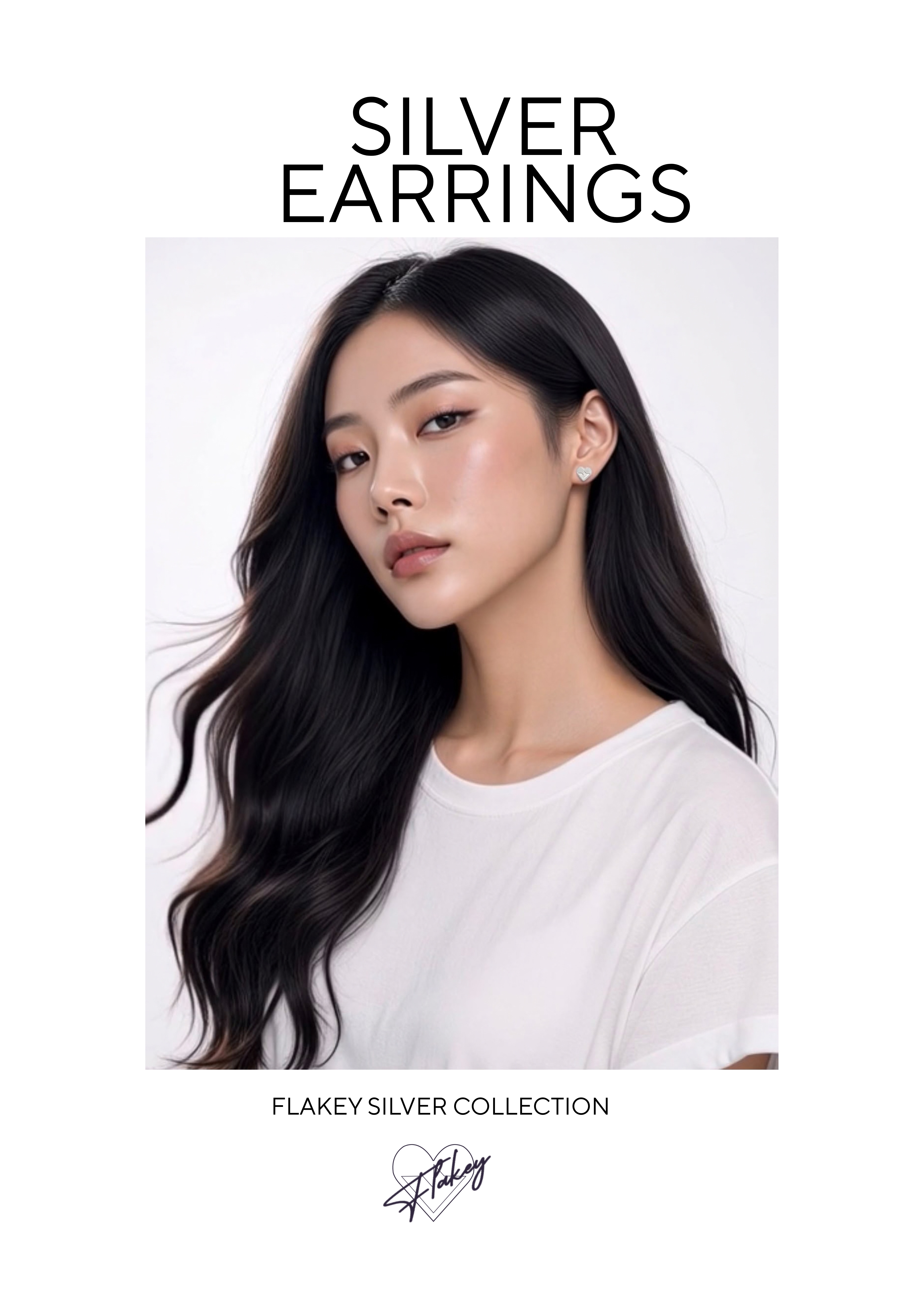 FLAKEY 925 Silver Heart Earrings