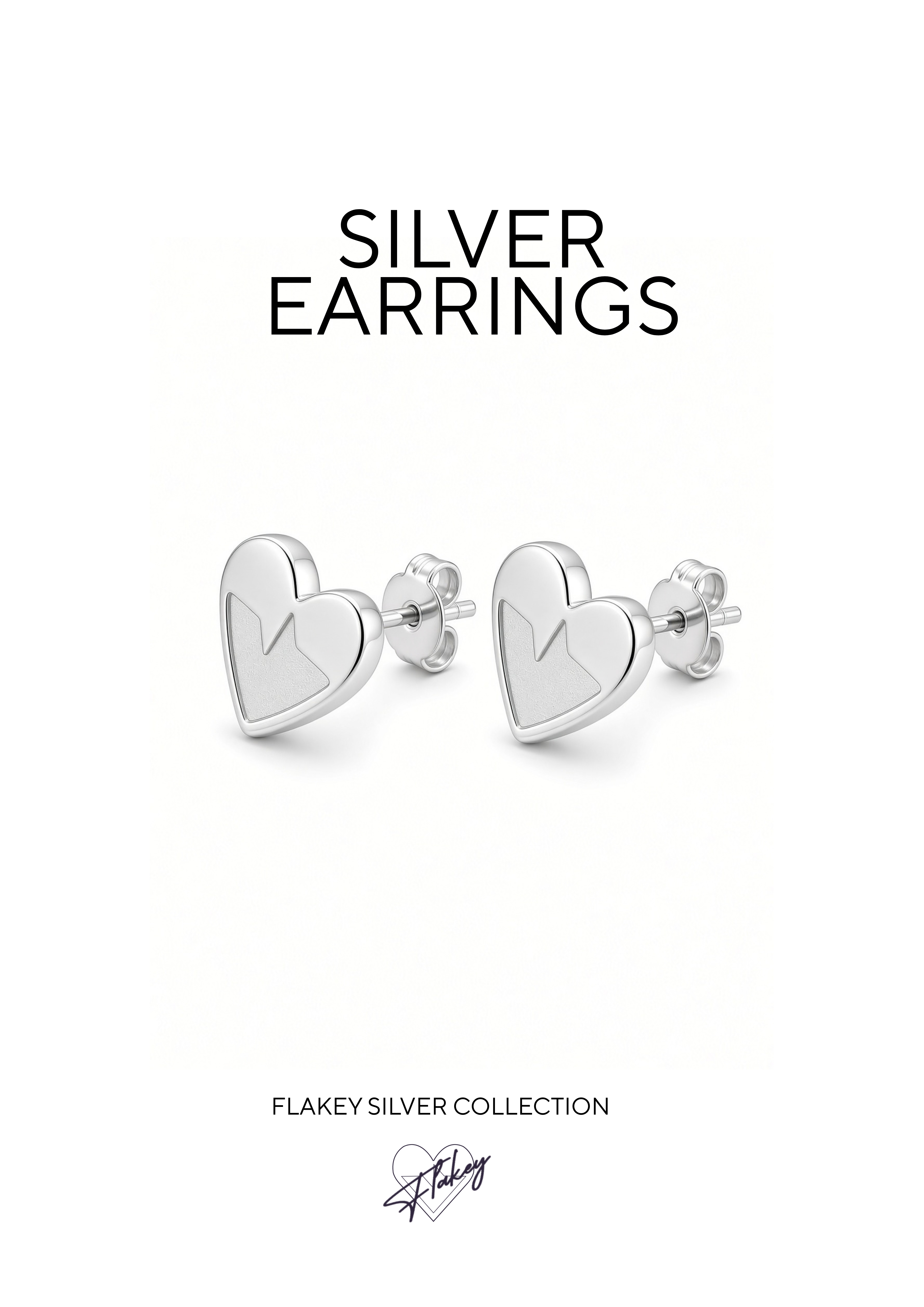 FLAKEY 925 Silver Heart Earrings