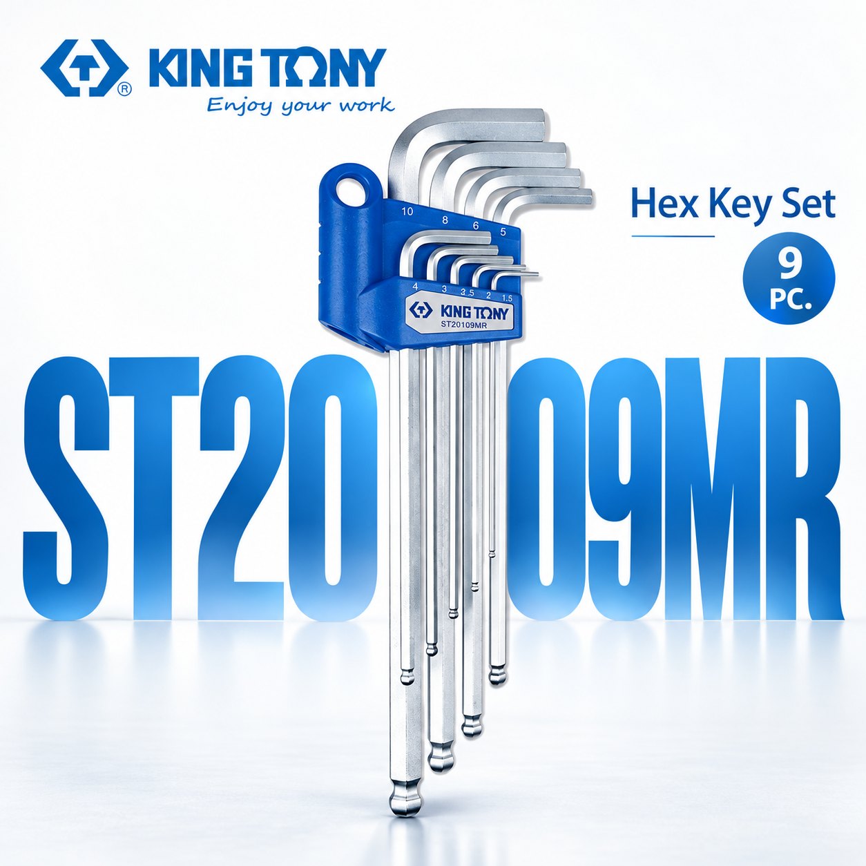 KING TONY 金統立｜1.5-10mm 特長型球頭六角扳手組 內六角板手組 9支組｜ST20109MR｜台灣製｜公司貨