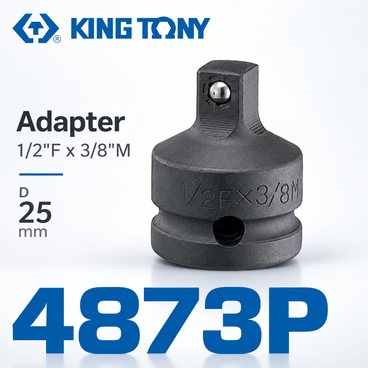 KING TONY 金統立｜四分轉三分氣動變頭 4分變3分轉換頭 1/2"凹x3/8"凸更換接頭｜4873P