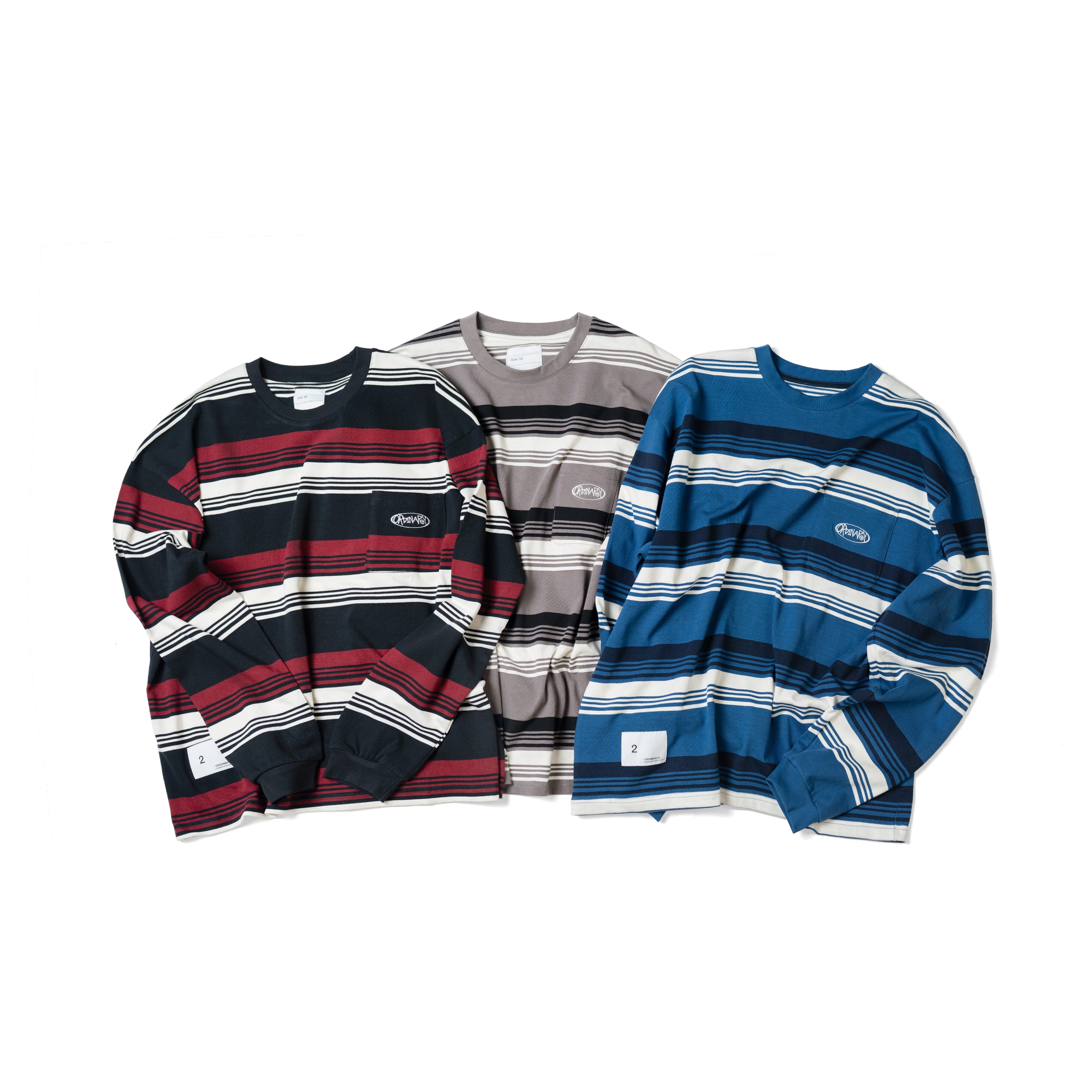 【車庫服飾】ORDINARY RETRO STRIPE POCKET L/S TEE