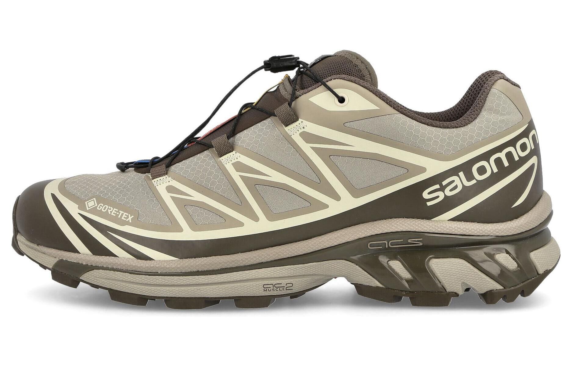 【代購】SALOMON XT 6 GTX Comfortable Abrasion Resistant Waterproof Low top Outdoor Shoes Unisex Gray Brown L41741200