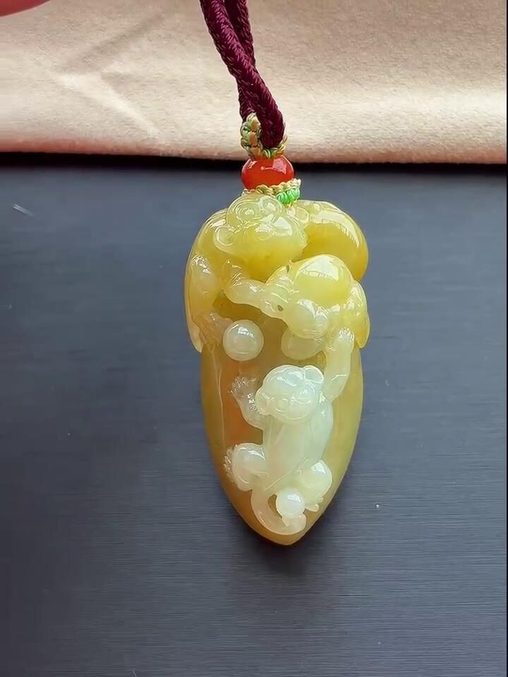 翡翠靈猴獻壽,天然翡翠A玉, 緬甸玉, Jade, Jadeite