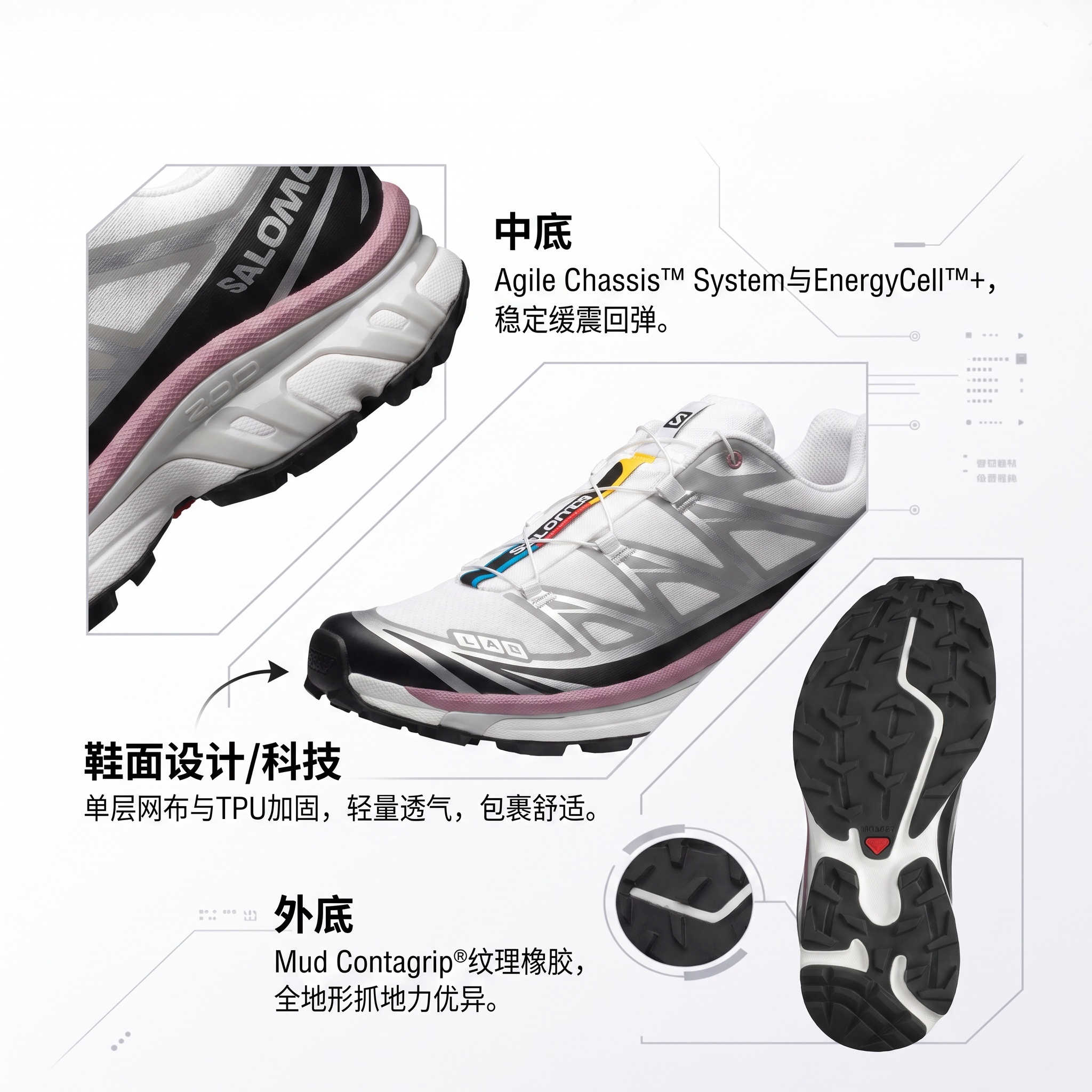 【代購】SALOMON XT 6 Cushioning Breathable Low top Outdoor Shoes Unisex L49209600