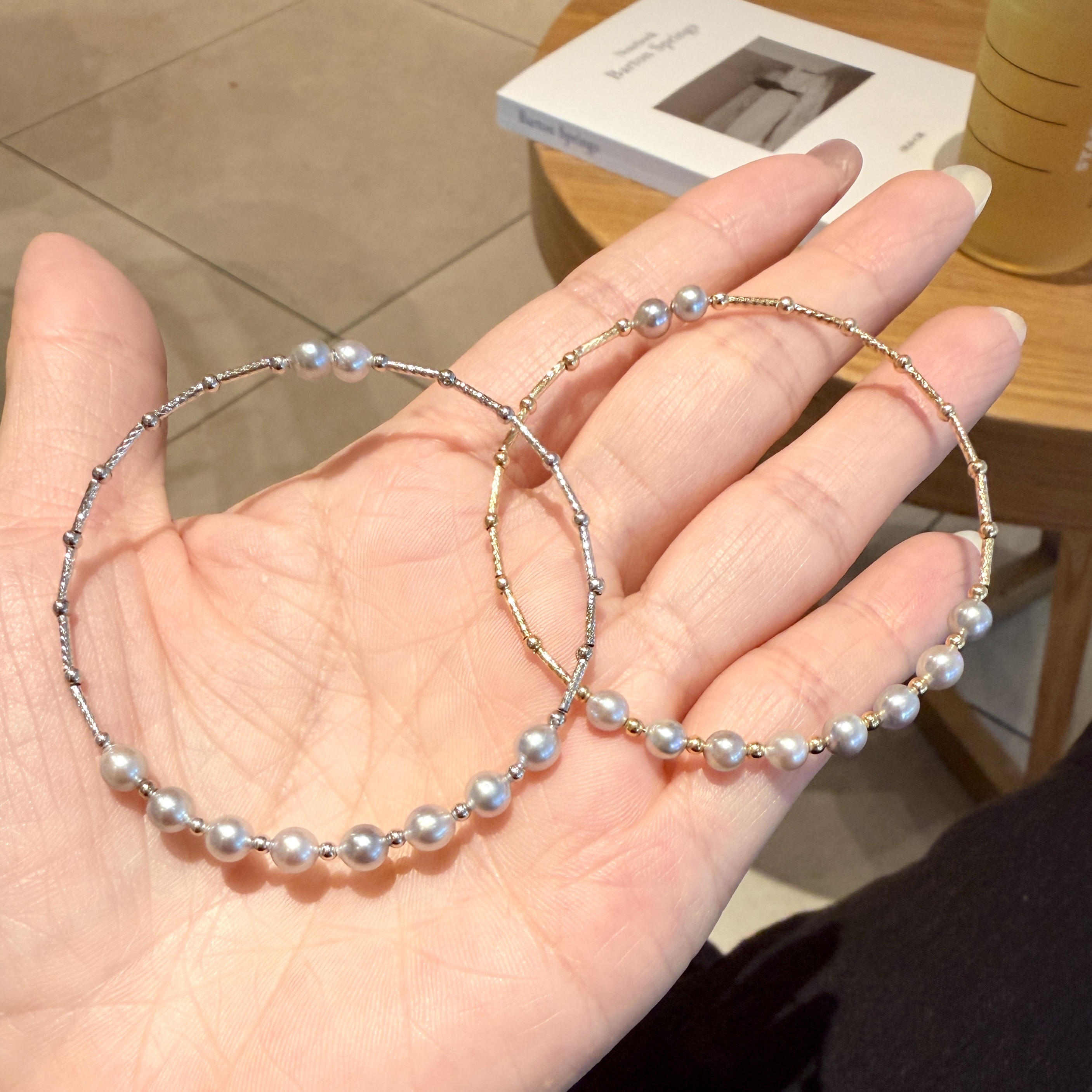 18K Gold Sea Water Pearl Bangle