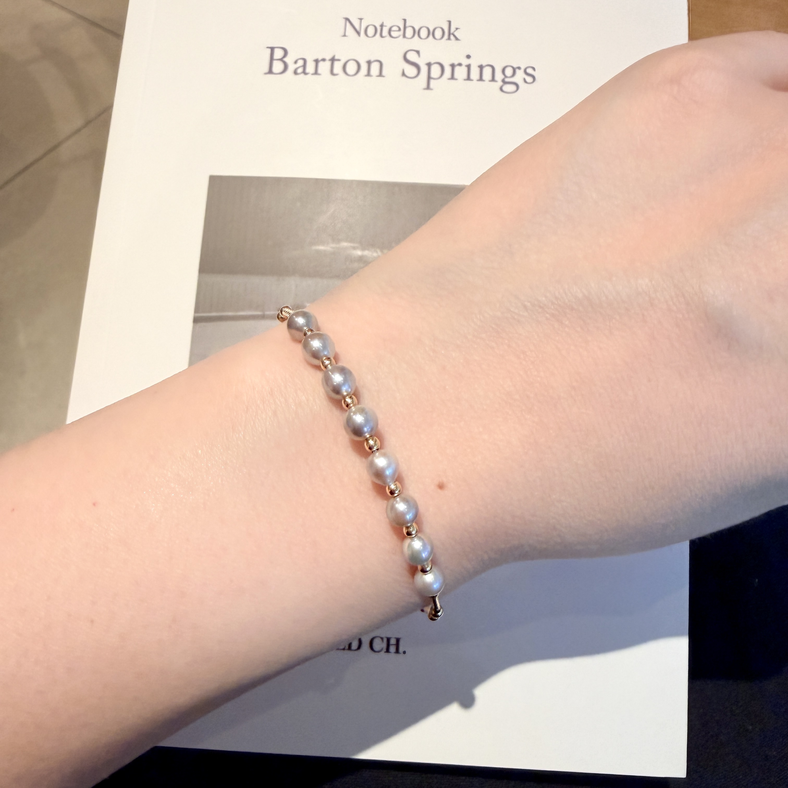 18K Gold Sea Water Pearl Bangle