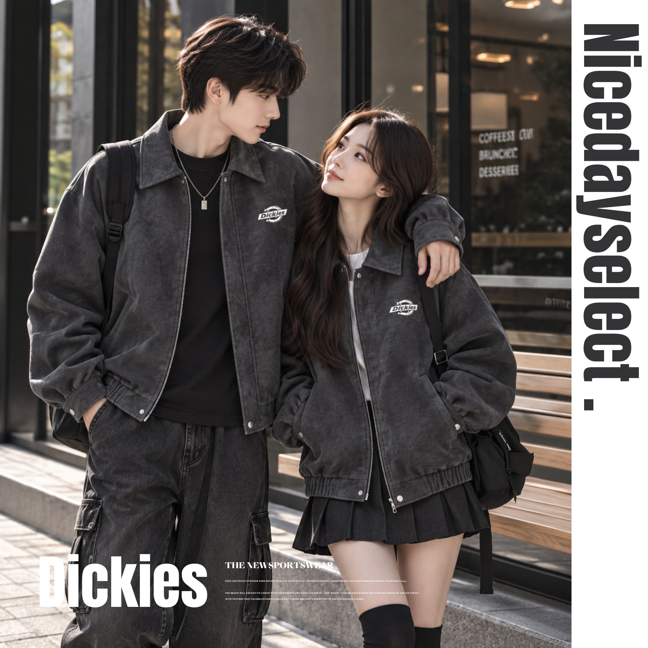 NICEDAY 服飾 代購 Dickies Logo 美式 復古 外套 灰 摩卡 棕色 深灰 秋冬 薄外套 DKU263NWL388-GY-CZ