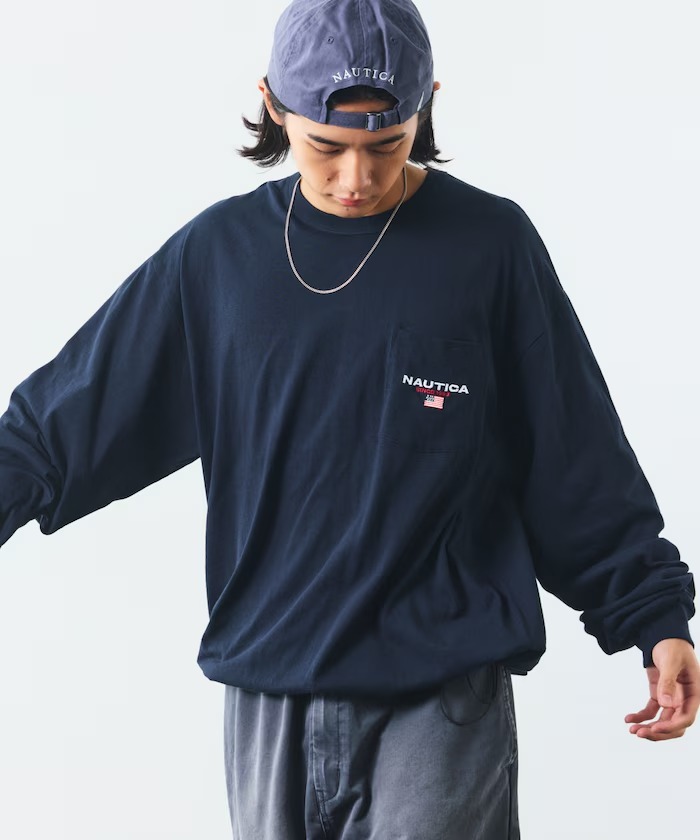 日本 Nautica Flag Logo Pocket L/S T-Shirt