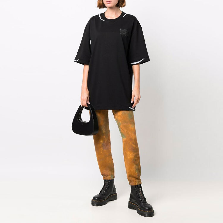 【代購】ADER ERROR T-Shirts Unisex Black Crew Neck Moderate Straight Fit BKAFWHT01BK