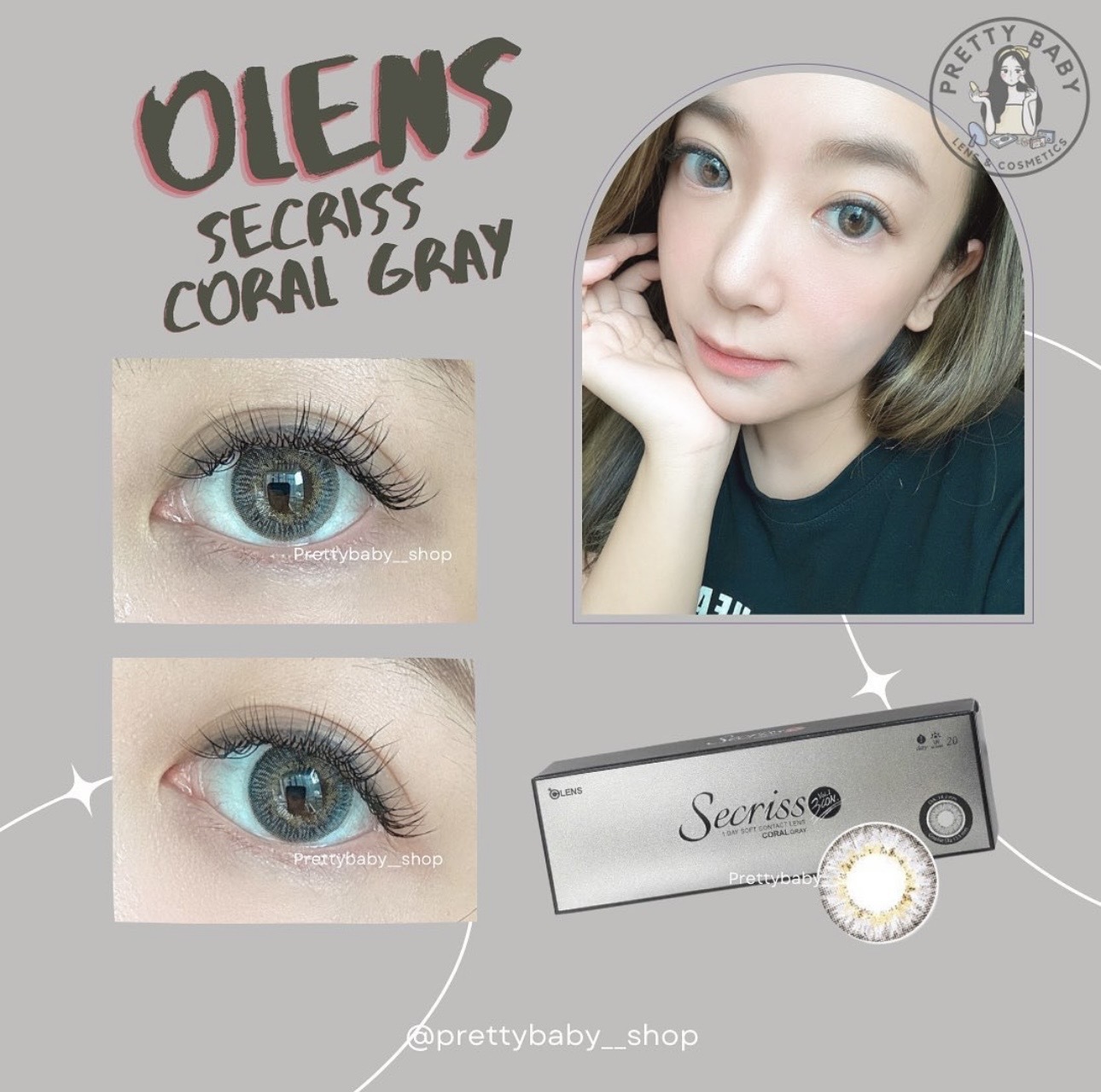 (Lisa同款)OLENS Secriss 3con 1 Day Coral Gray 日系混血三色灰｜日拋彩妝隱形眼鏡｜每盒20片