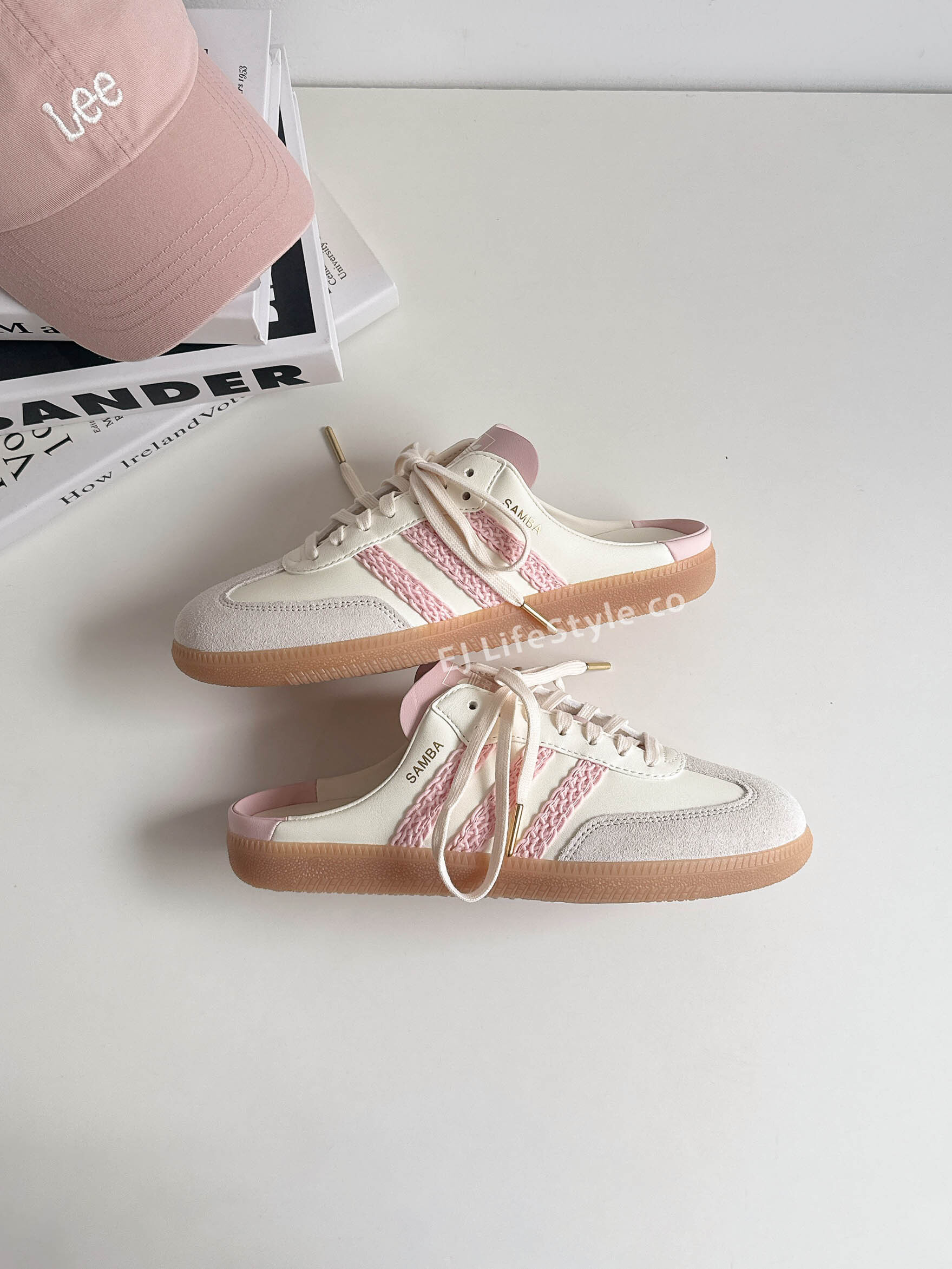ADIDAS ORIGINAL SAMBA MULE 奶油蜜桃粉 淡粉 焦糖底 編織設計 穆勒鞋 懶人鞋 拖鞋 涼鞋 女鞋 HP5052 / 現貨