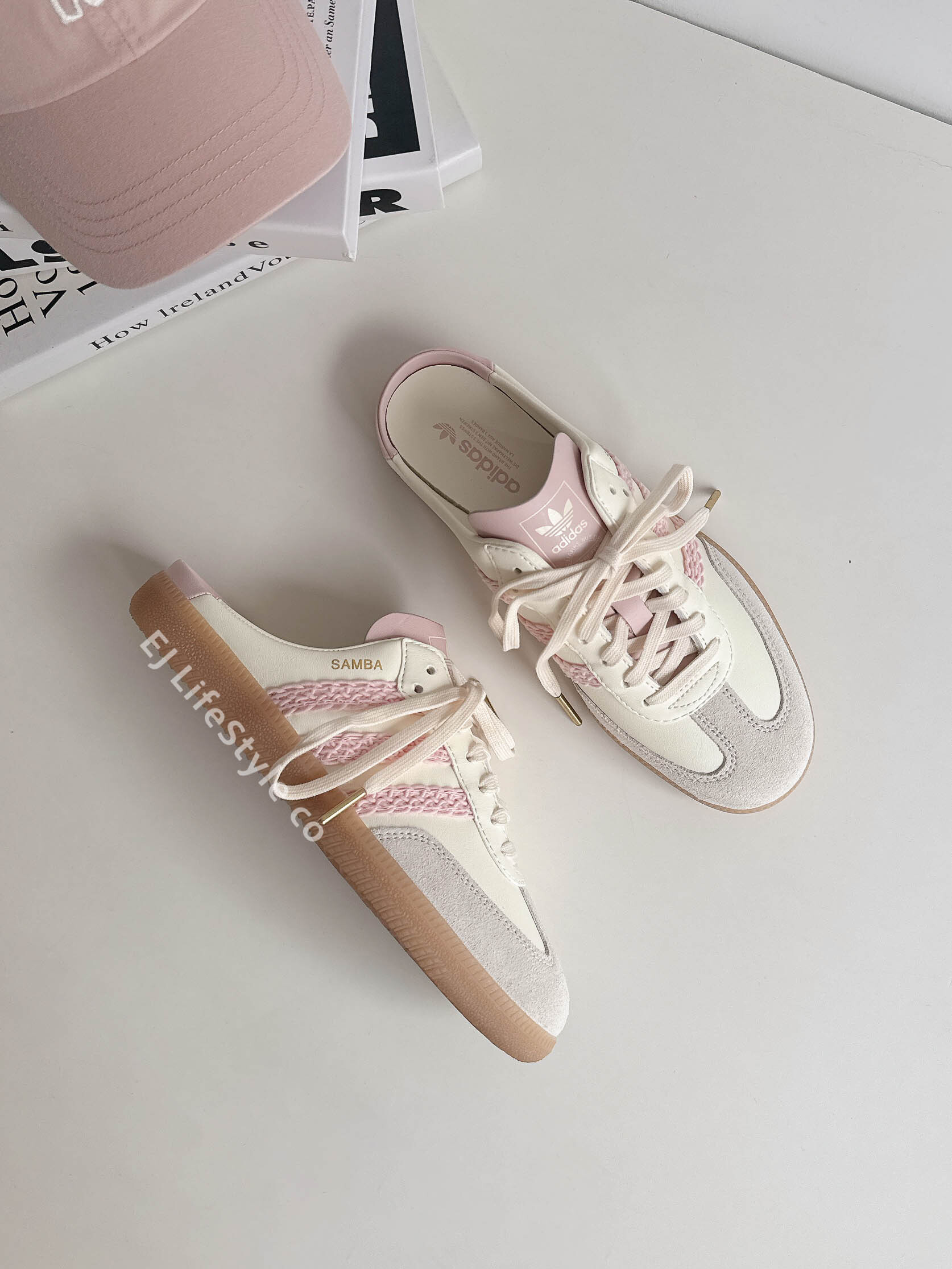 ADIDAS ORIGINAL SAMBA MULE 奶油蜜桃粉 淡粉 焦糖底 編織設計 穆勒鞋 懶人鞋 拖鞋 涼鞋 女鞋 HP5052 / 現貨